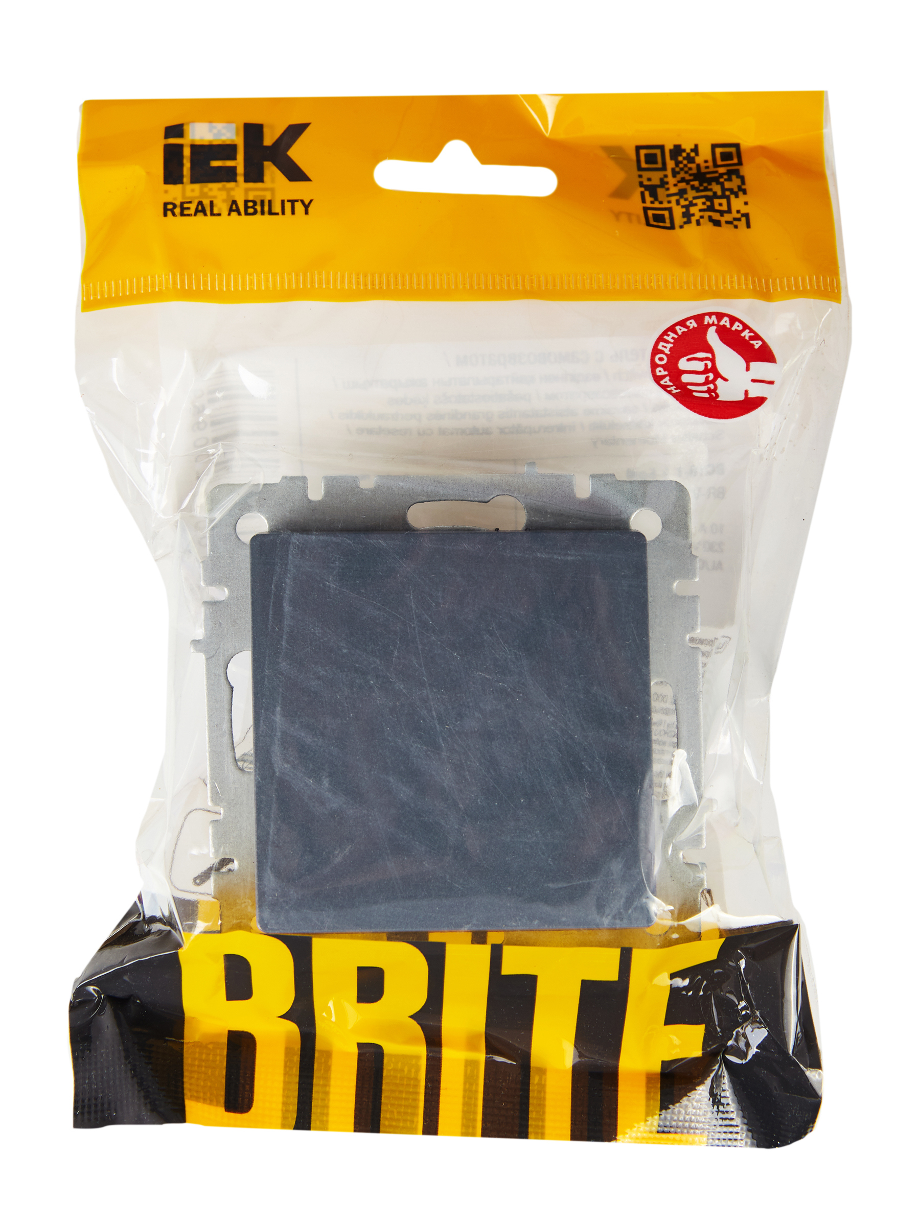 BRITE Выключатель 1-клавишный самовозвратный 10А ВС10-1-4-БрМ маренго IEK