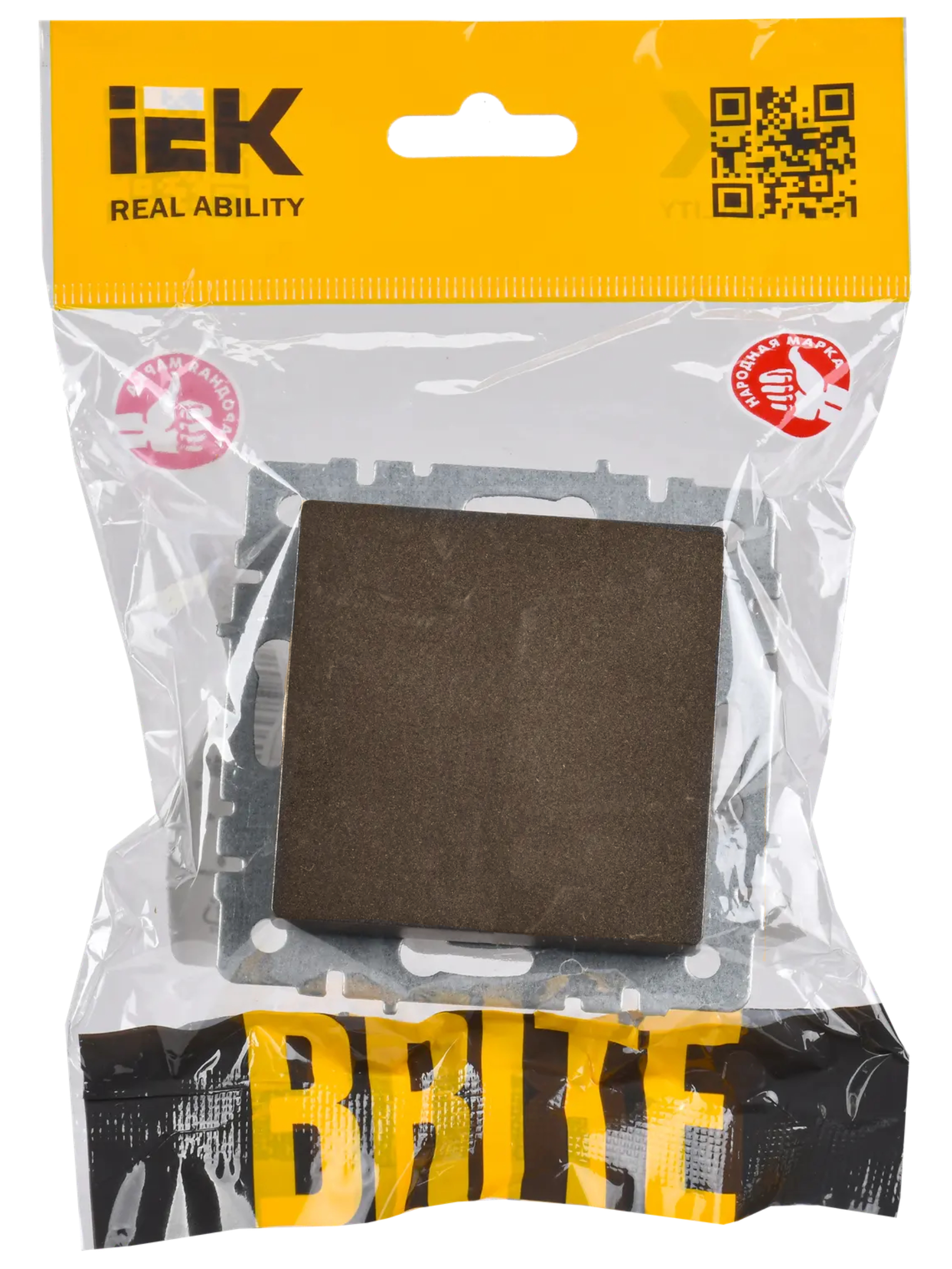 BRITE Выключатель 1-клавишный самовозвратный 10А ВС10-1-4-БрТБ темная бронза IEK