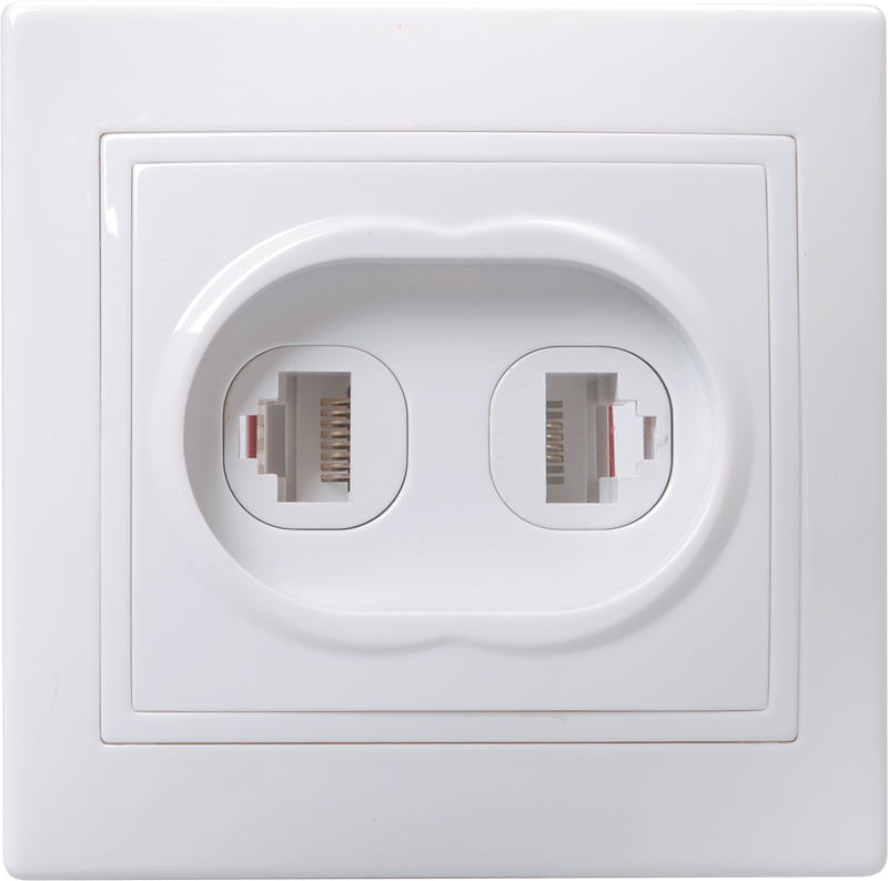 KVARTA Розетка 2-местная RJ11+RJ45 кат.5е РК/Т12-КБ белый IEK