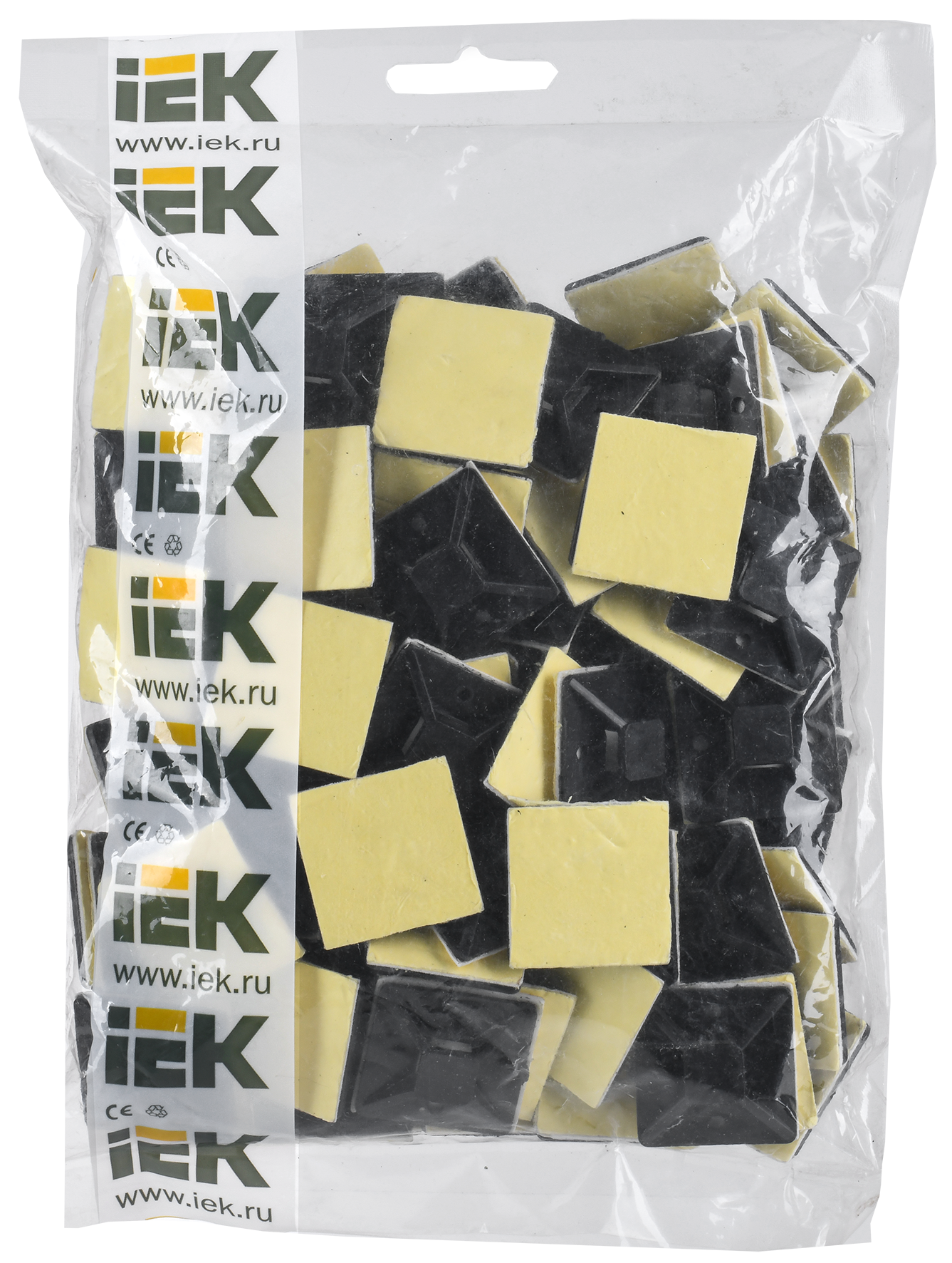 Площадка самоклеящаяся 30х30 черная под хомуты (100шт) IEK