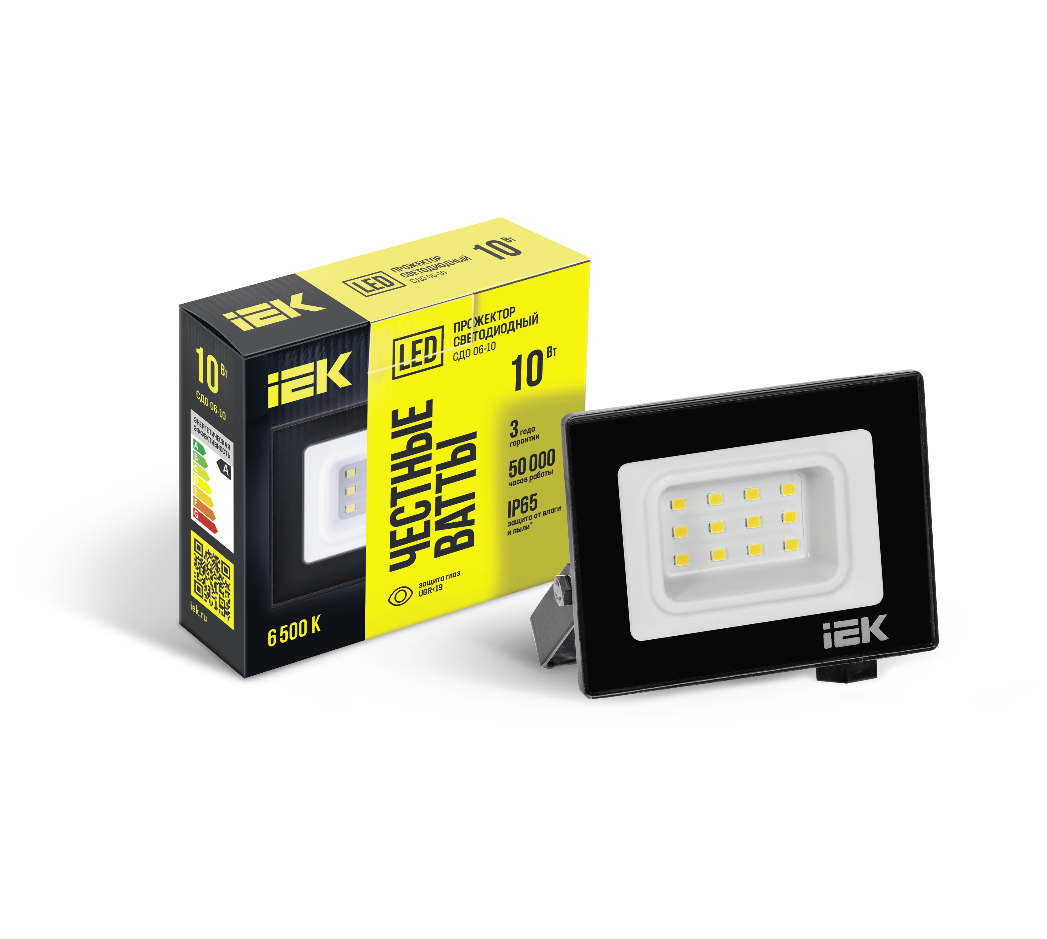 Прожектор СДО 06-10 светодиодный черный IP65 6500K IEK