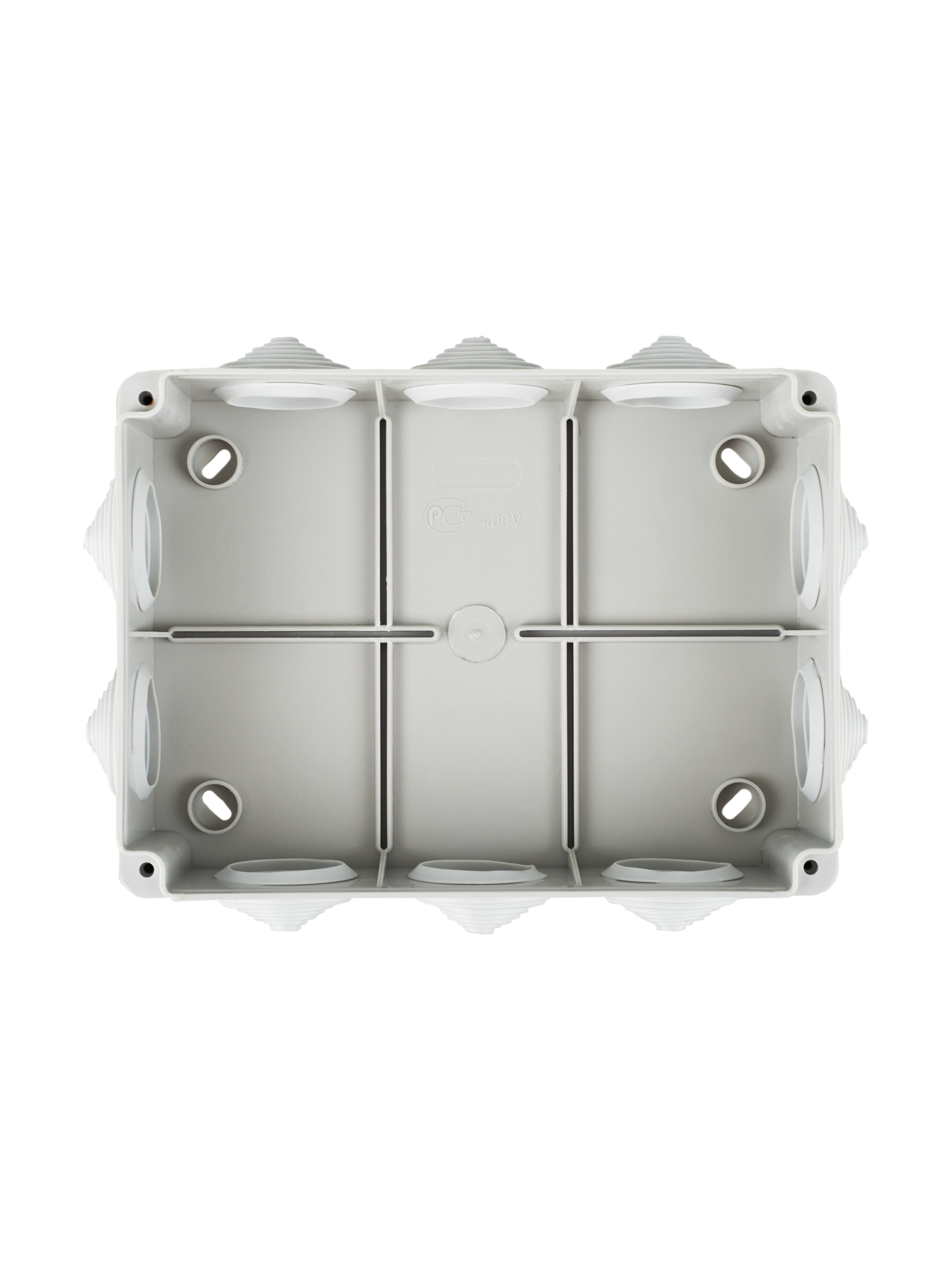 Коробка распаячная КМ41242 для открытой проводки безгалогенная (HF) 150х110х70мм IP55 10 гермовводов серая IEK