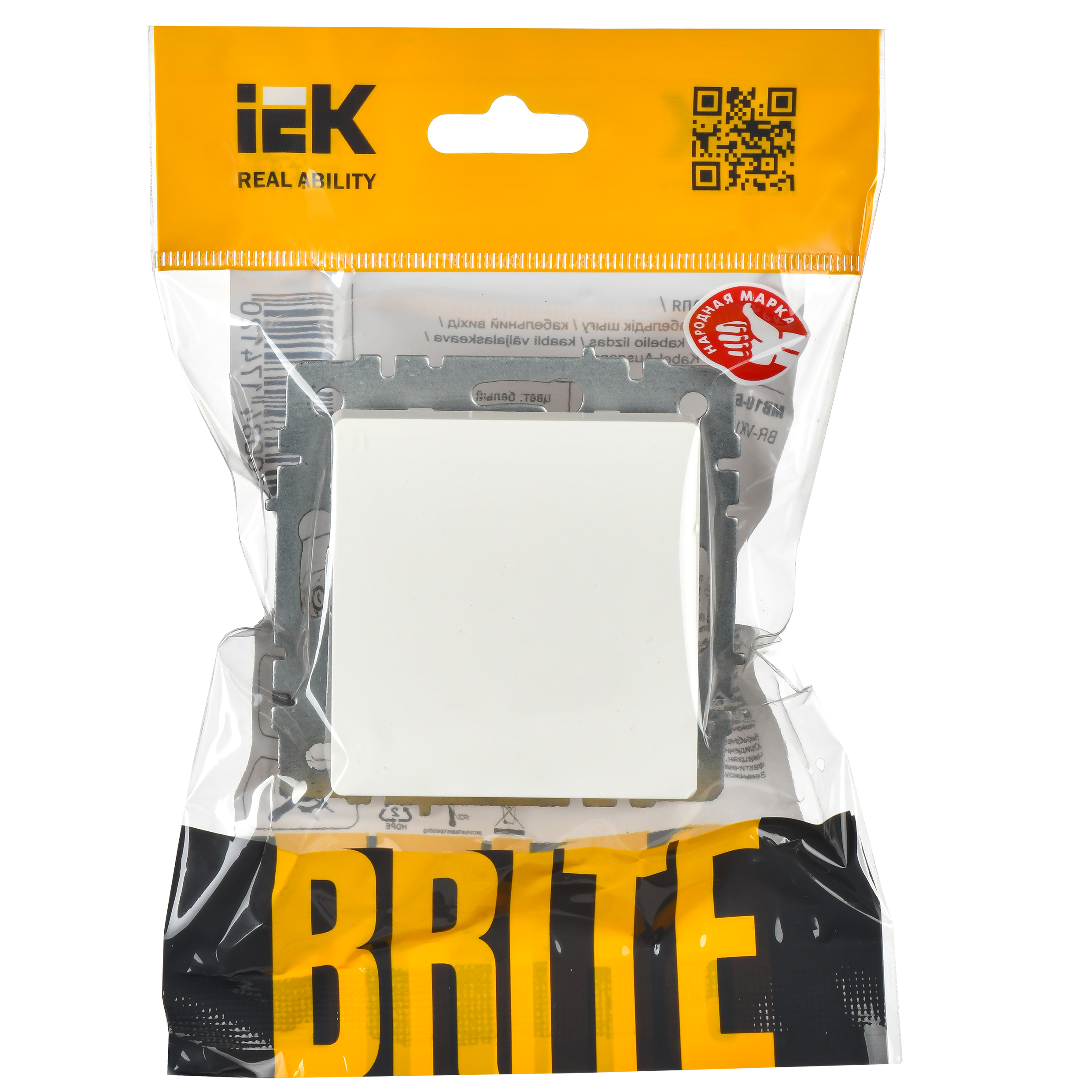 BRITE Выключатель 1-клавишный самовозвратный 10А ВС10-1-4-БрБ белый IEK