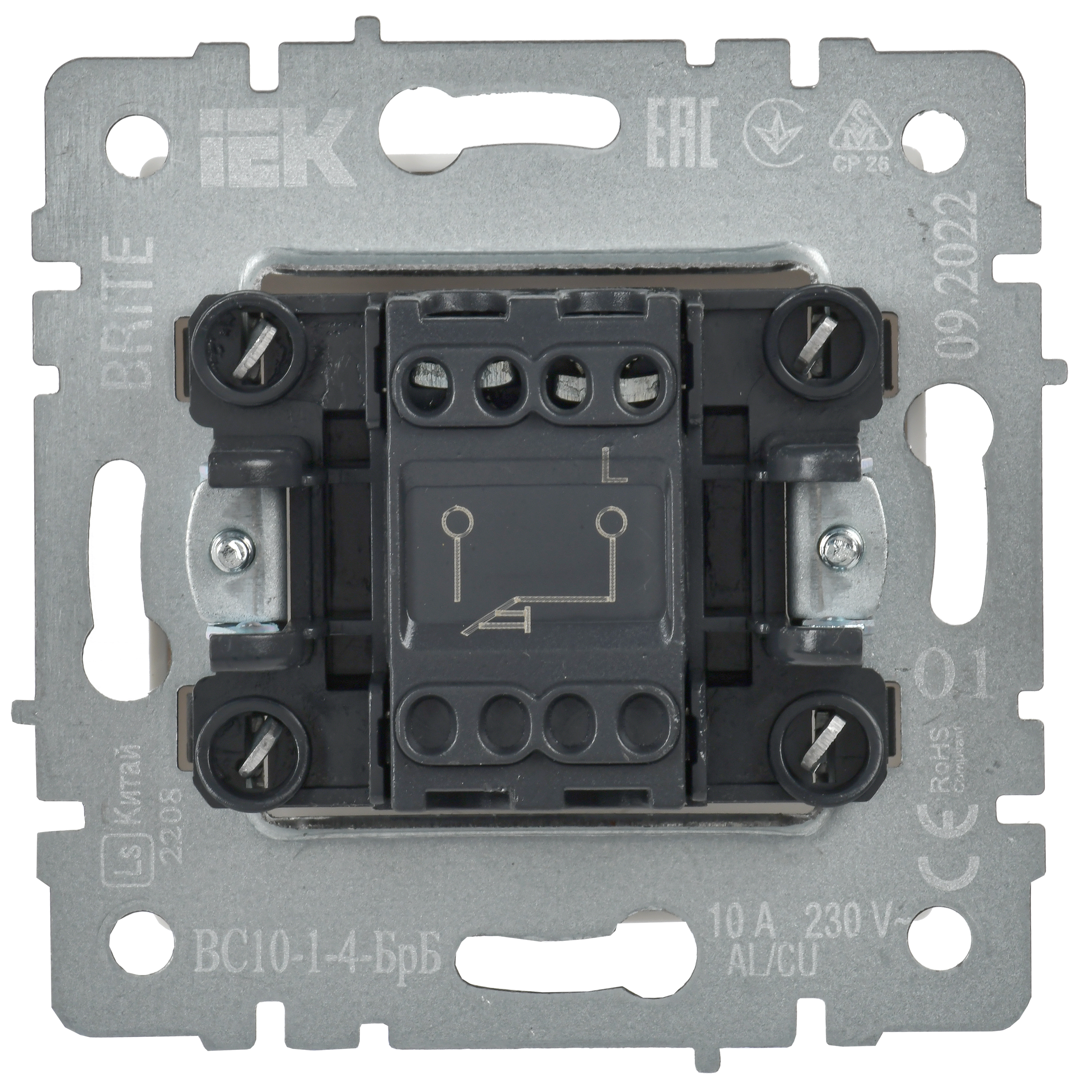 BRITE Выключатель 1-клавишный самовозвратный 10А ВС10-1-4-БрБ белый IEK