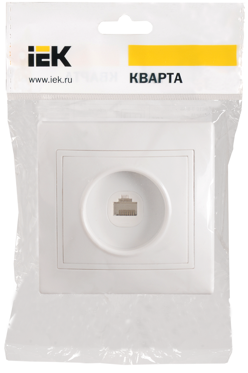 KVARTA Розетка 1-местная компьютерная RJ45 кат.5е РК10-КБ белый IEK