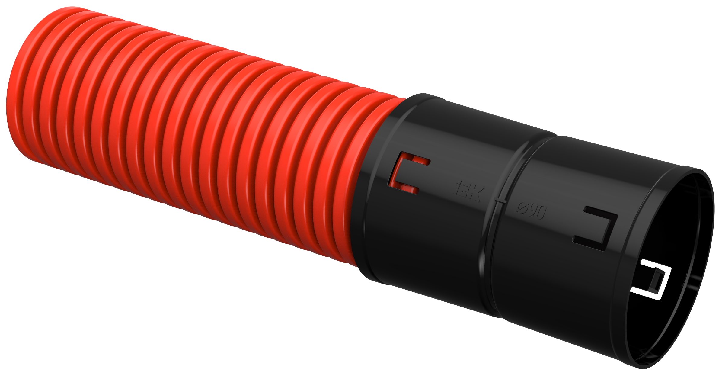 Труба гофрированная двустенная ПНД d=90мм красная (50м) IEK