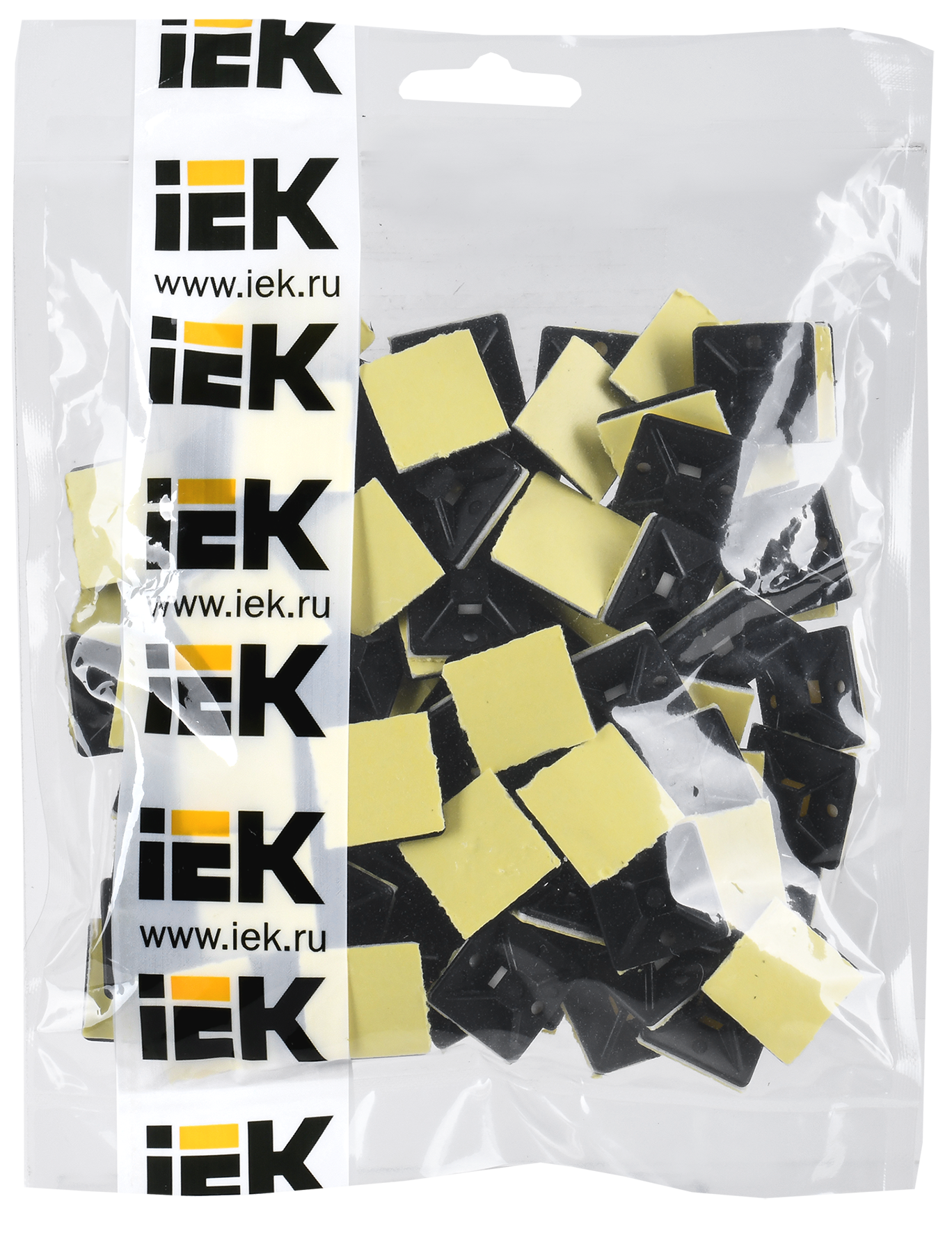 Площадка самоклеящаяся 20х20 черная под хомуты (100шт) IEK