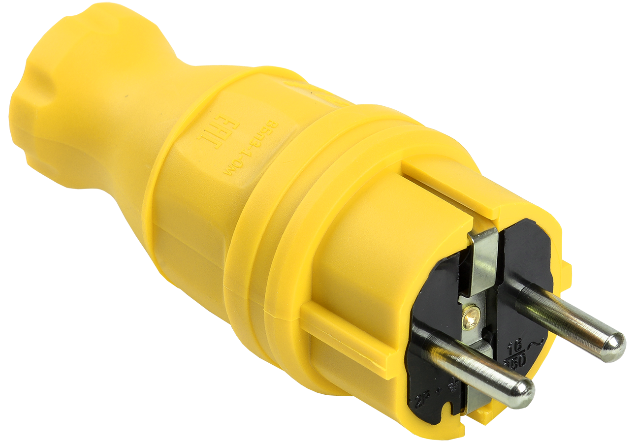 Вилка прямая ВБп3-1-0м IP44 ОМЕГА каучук жёлтая IEK