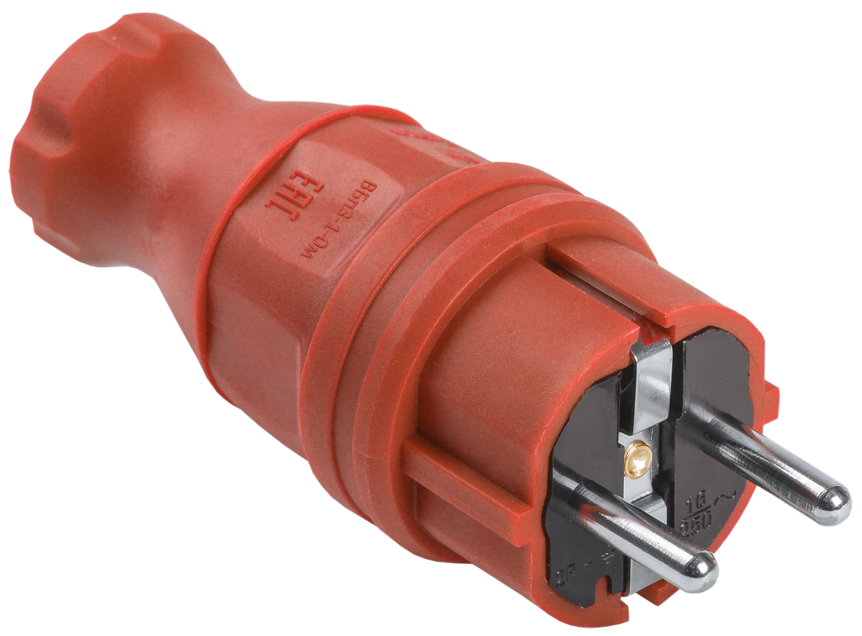 Вилка прямая ВБп3-1-0м IP44 ОМЕГА каучук красная IEK