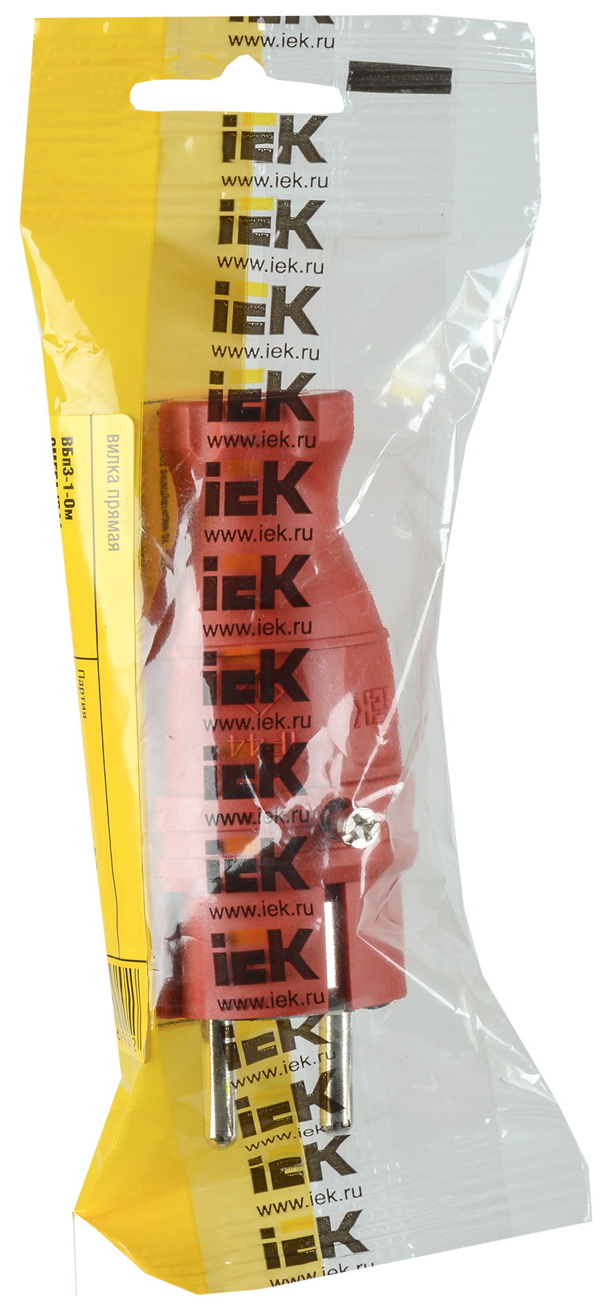 Вилка прямая ВБп3-1-0м IP44 ОМЕГА каучук красная IEK