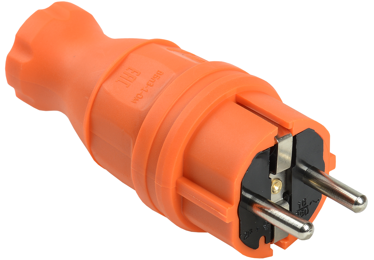 Вилка прямая ВБп3-1-0м IP44 ОМЕГА каучук оранжевая IEK