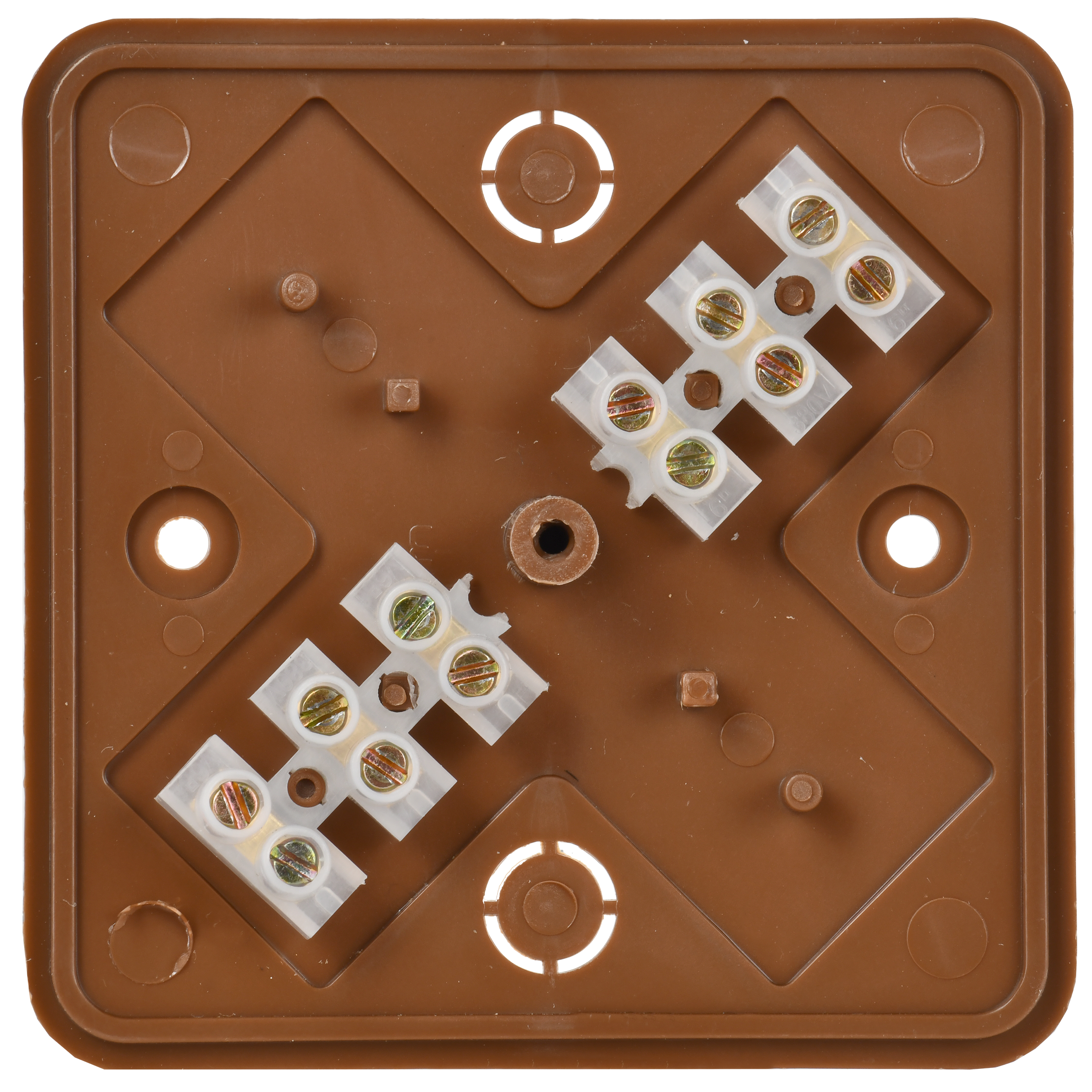 Коробка распаячная КМ41216-05 для открытой проводки безгалогенная (HF) 75х75х28мм дуб (6 клемм 6мм2) IEK