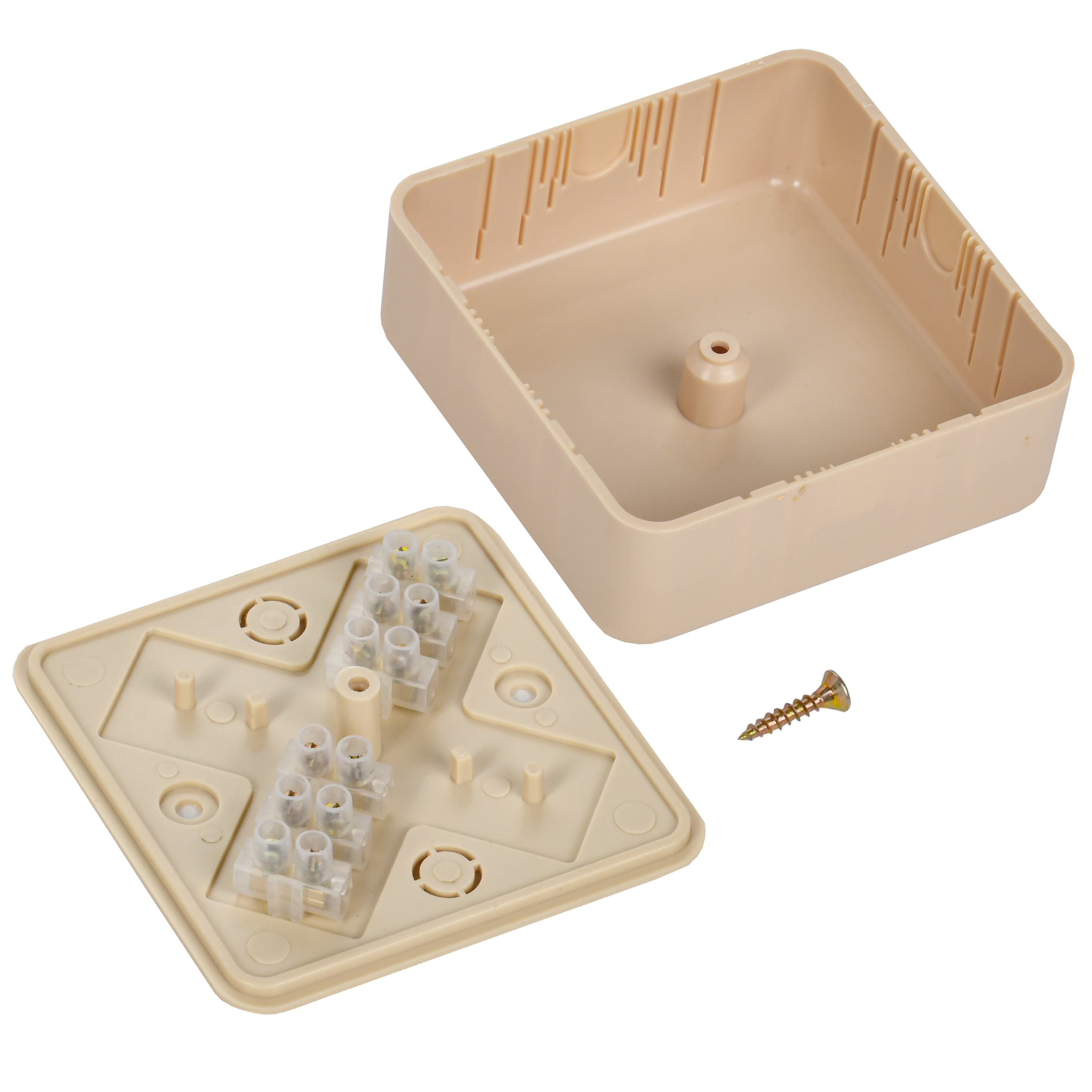 Коробка распаячная КМ41216-04 для открытой проводки безгалогенная (HF) 75х75х28мм сосна (6 клемм 6мм2) IEK