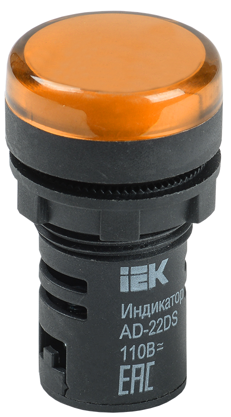 Лампа AD22DS(LED)матрица d=22мм желтый 24В AC/DC IEK