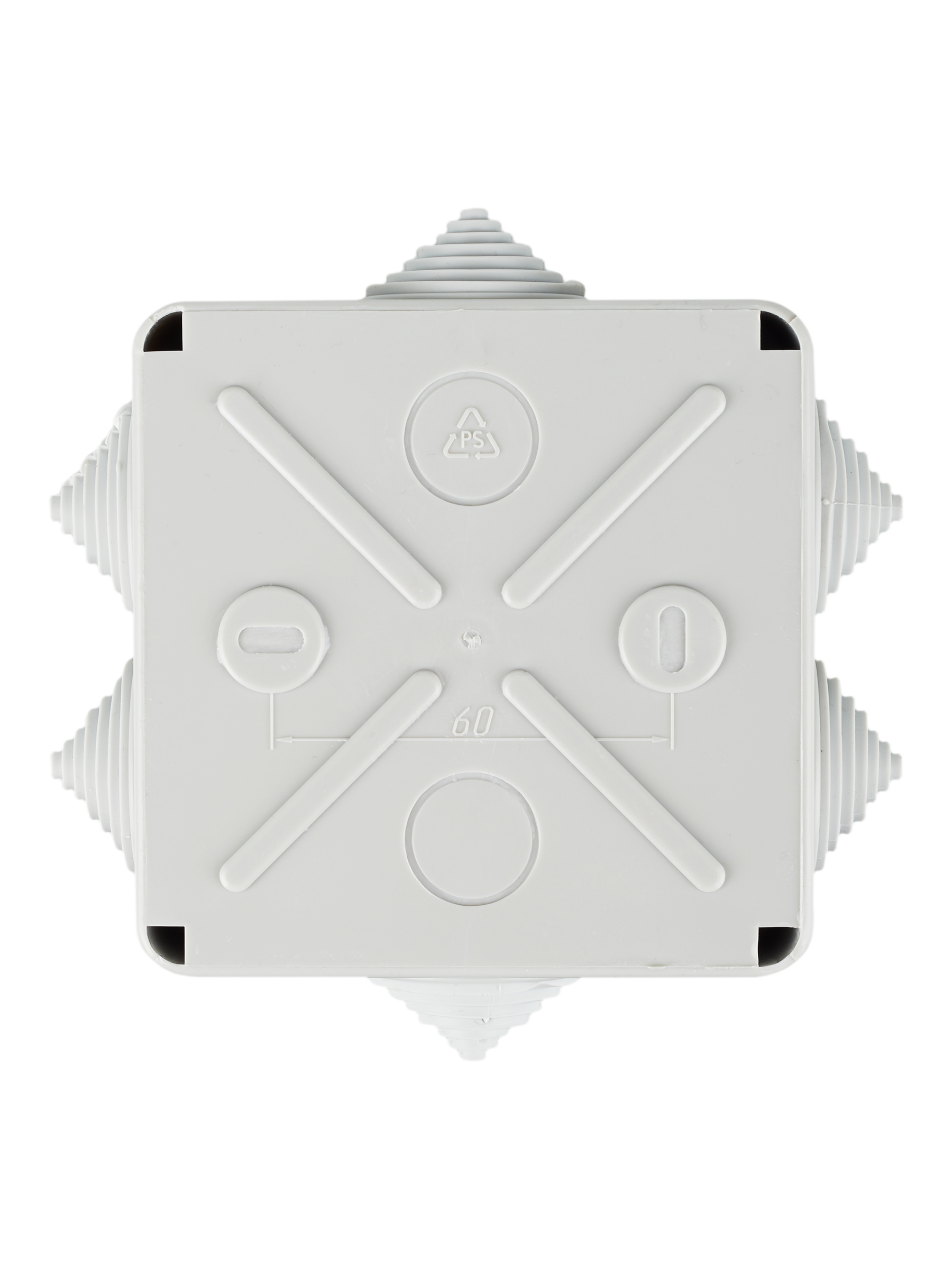 Коробка распаячная КМ41234 для открытой проводки безгалогенная (HF) 100х100х50мм IP55 6 гермовводов серая IEK