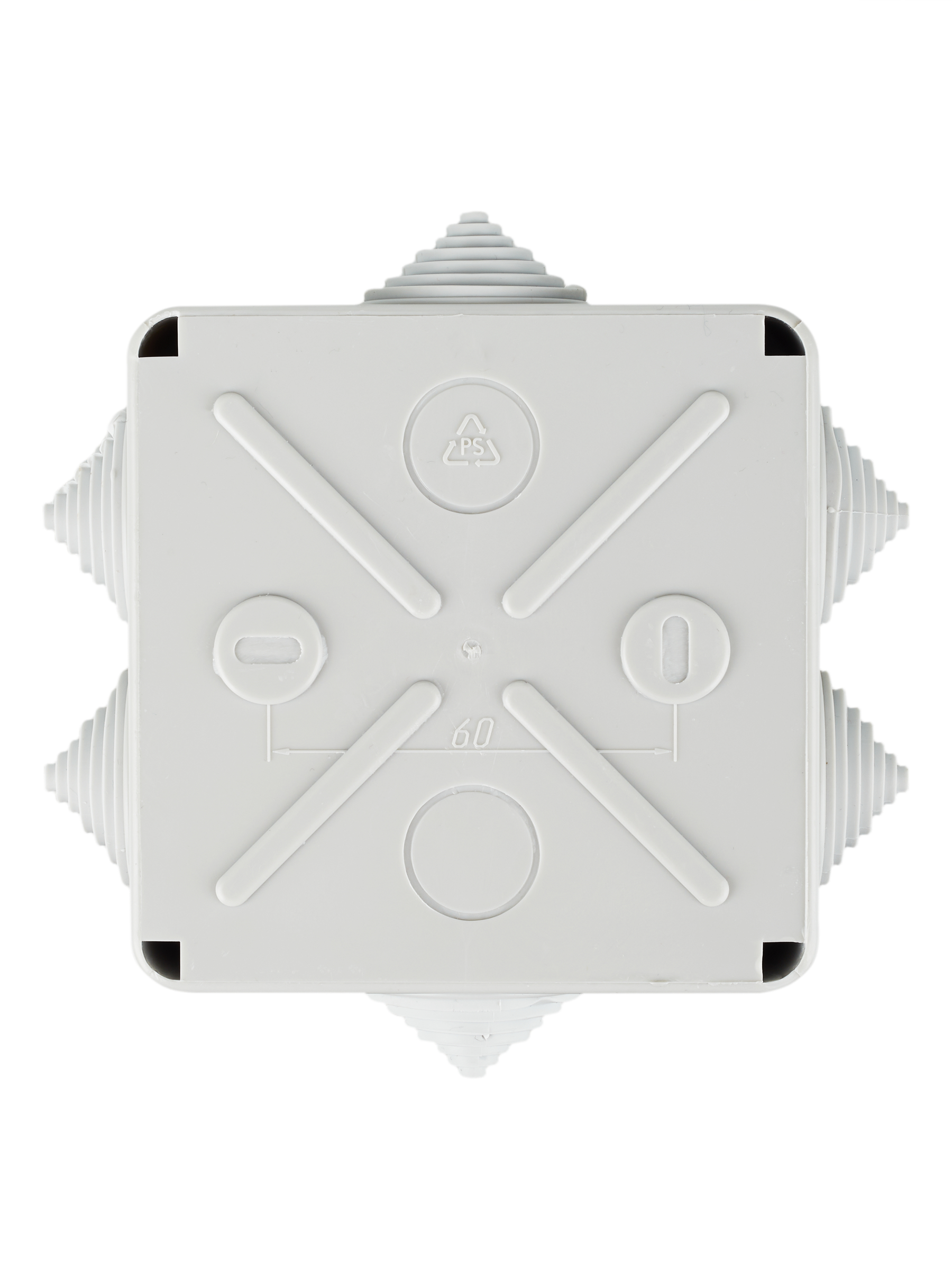 Коробка распаячная КМ41233 для открытой проводки безгалогенная (HF) 100х100х50мм IP44 6 гермовводов серая IEK