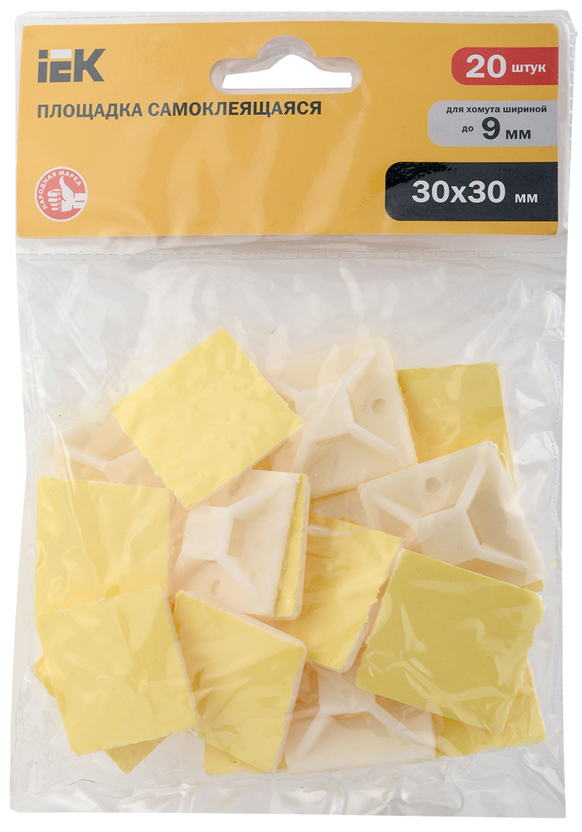 Площадка самоклеящаяся 30х30 белая под хомуты (20шт) IEK