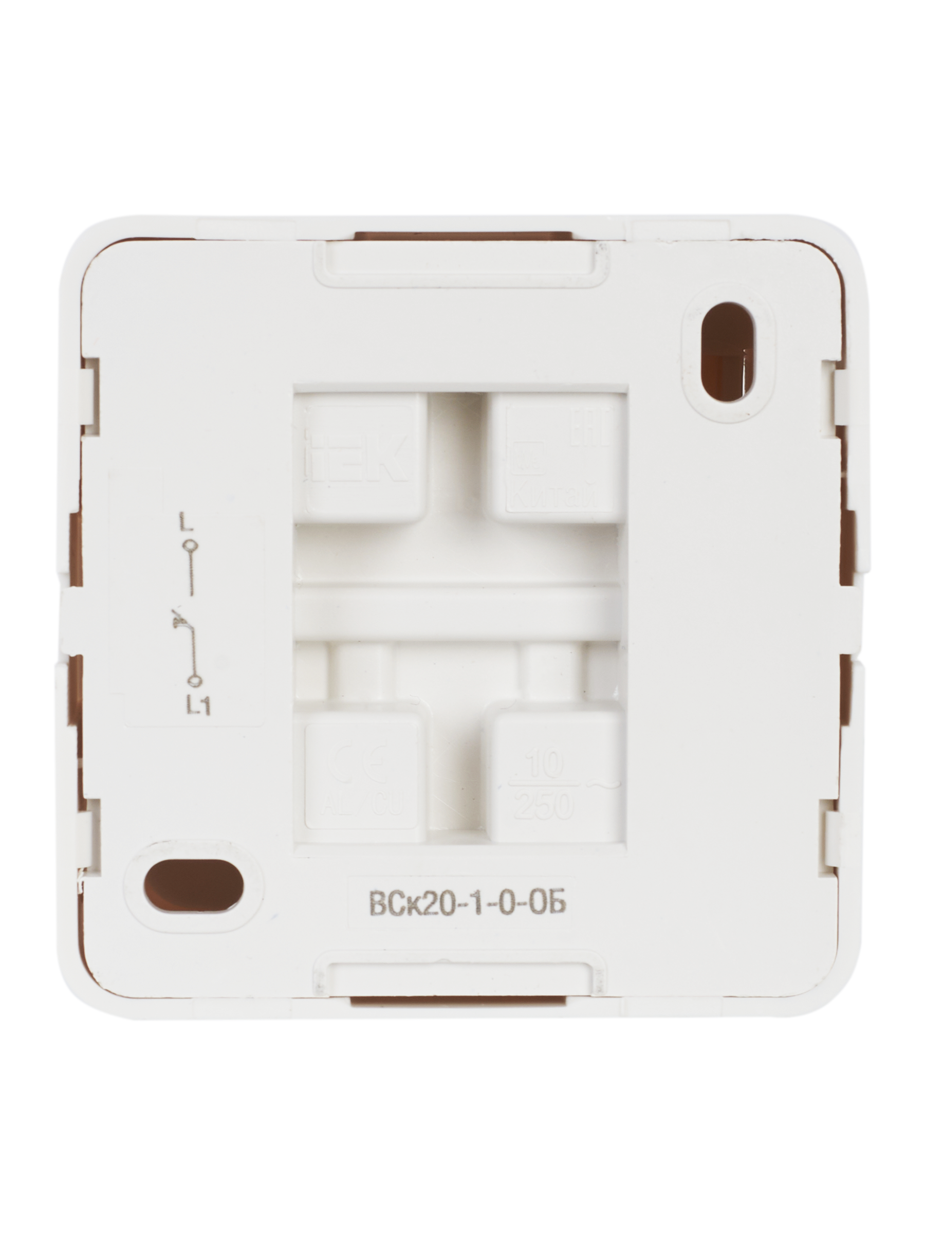 OKTAVA Выключатель 1-клавишный кнопочный для открытой установки 10А ВСк20-1-0-ОБ белый IEK