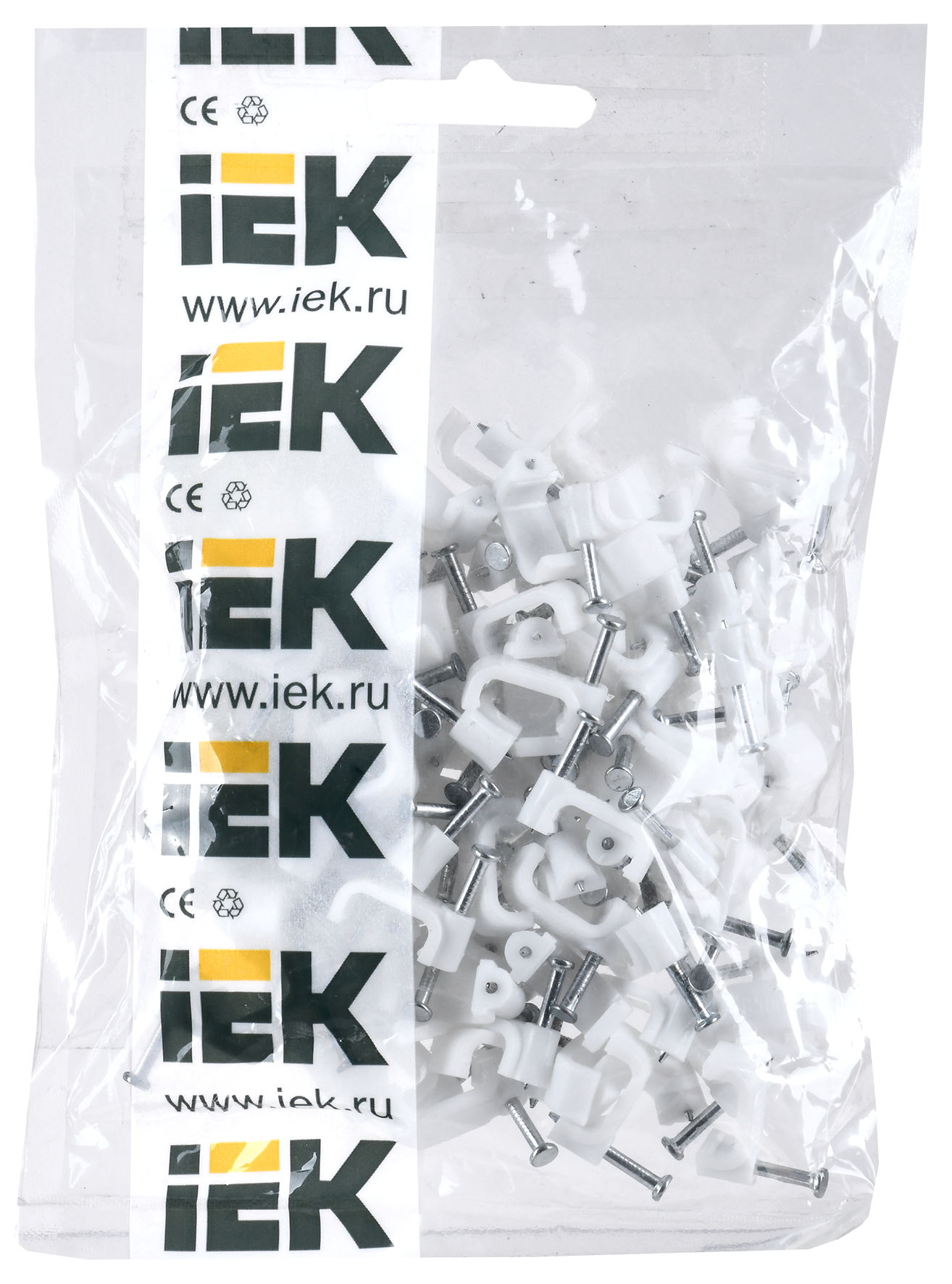 Скоба 12мм плоская пластиковая (100шт) IEK