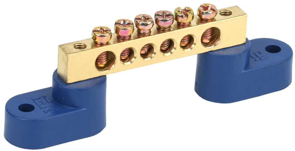 Шина N "ноль" на двух угловых изоляторах ШНИ-6х9-6-У2-С IEK