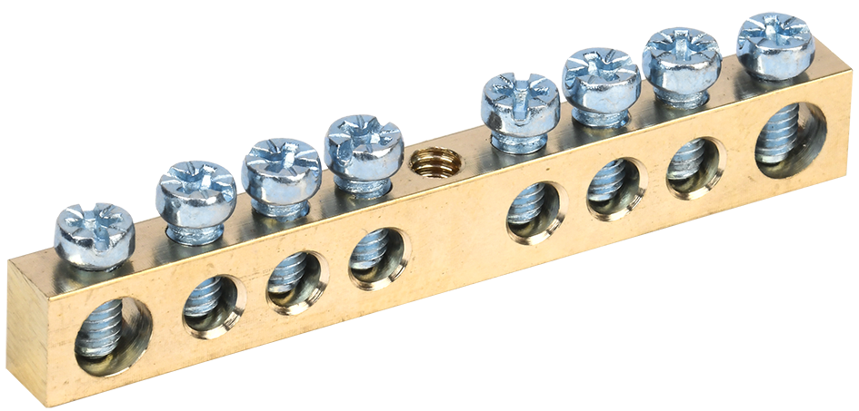 Шина PEN "земля-ноль" 6х9мм 8/1 (8групп/крепеж по центру) IEK