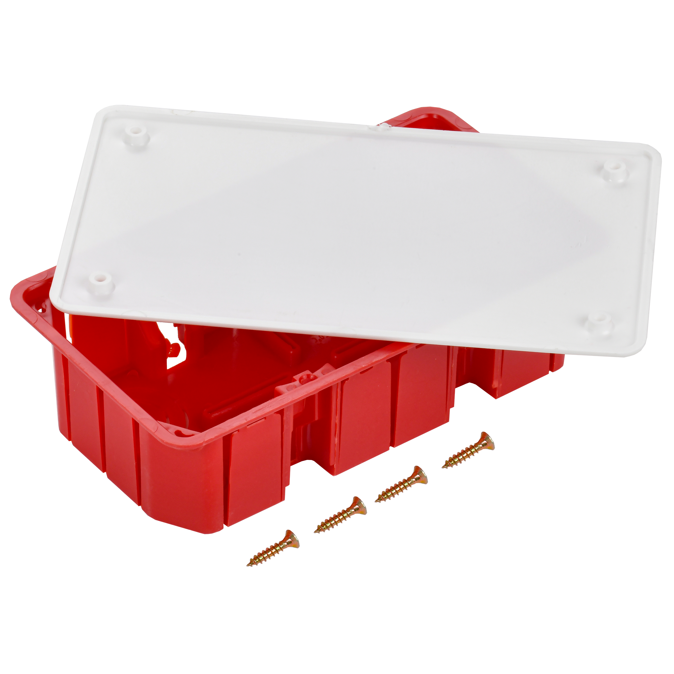 Коробка распаячная КМ41006 для твердых стен безгалогенная (HF) 172х96х45мм с саморезами с крышкой IEK