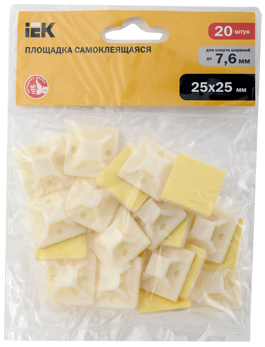 Площадка самоклеящаяся 25х25 белая под хомуты (20шт) IEK