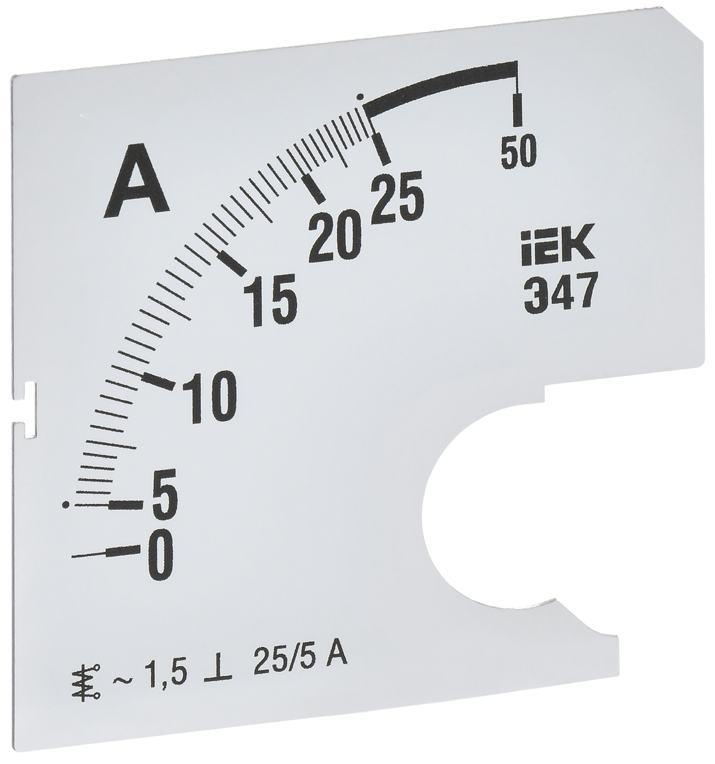 Шкала сменная для амперметра Э47 25/5А класс точности 1,5 72х72мм IEK