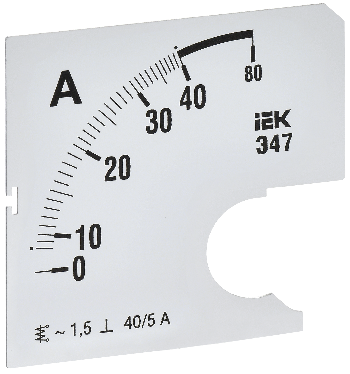 Шкала сменная для амперметра Э47 40/5А класс точности 1,5 72х72мм IEK