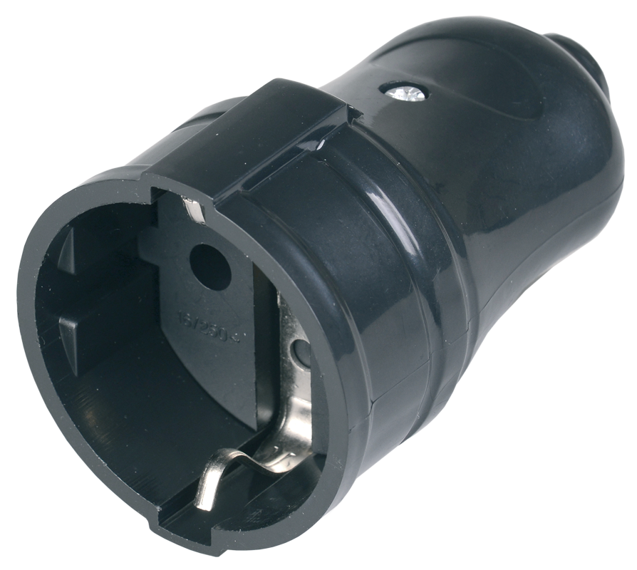 Розетка разборная прямая РПп10-02-Ст с заземляющим контактом 16А черная IEK