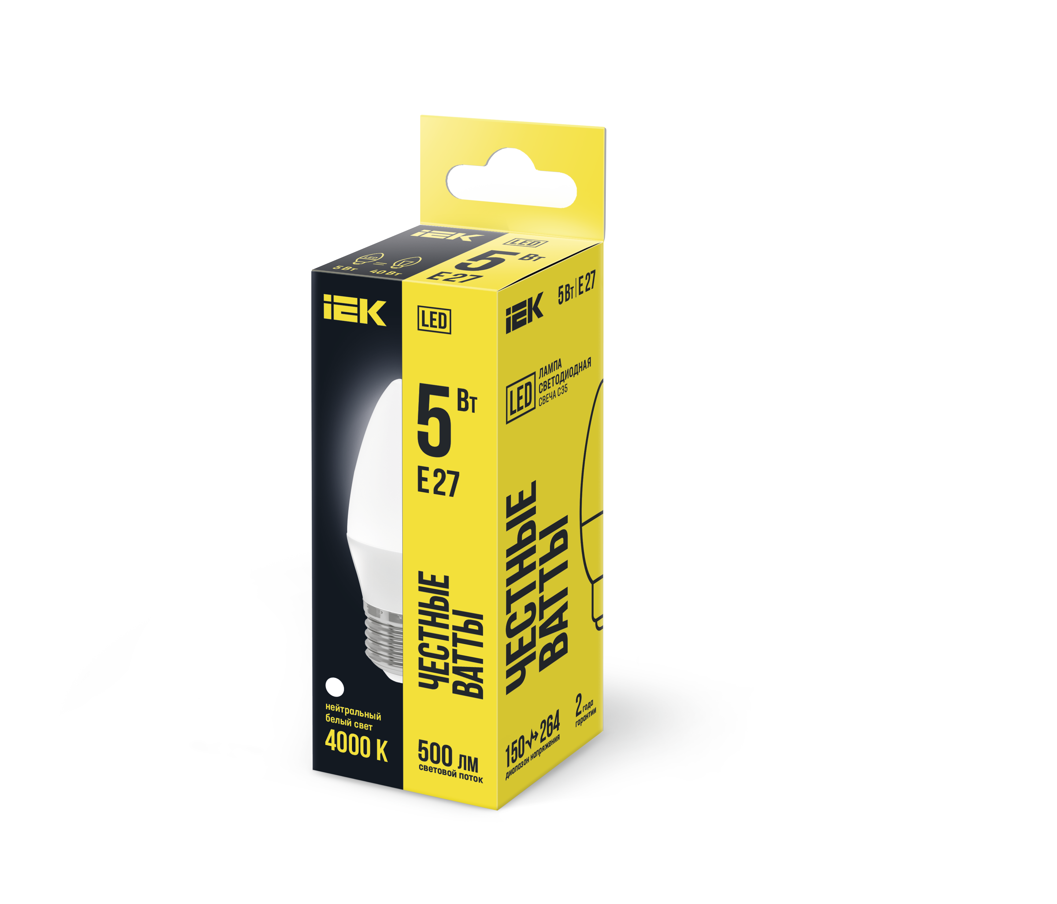 Лампа светодиодная C35 свеча 5Вт 230В 4000К E27 IEK