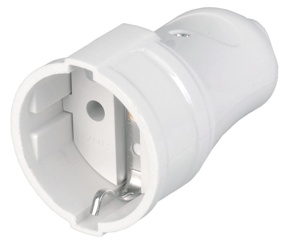 Розетка разборная прямая РПп10-01-Ст с заземляющим контактом 16А белая IEK