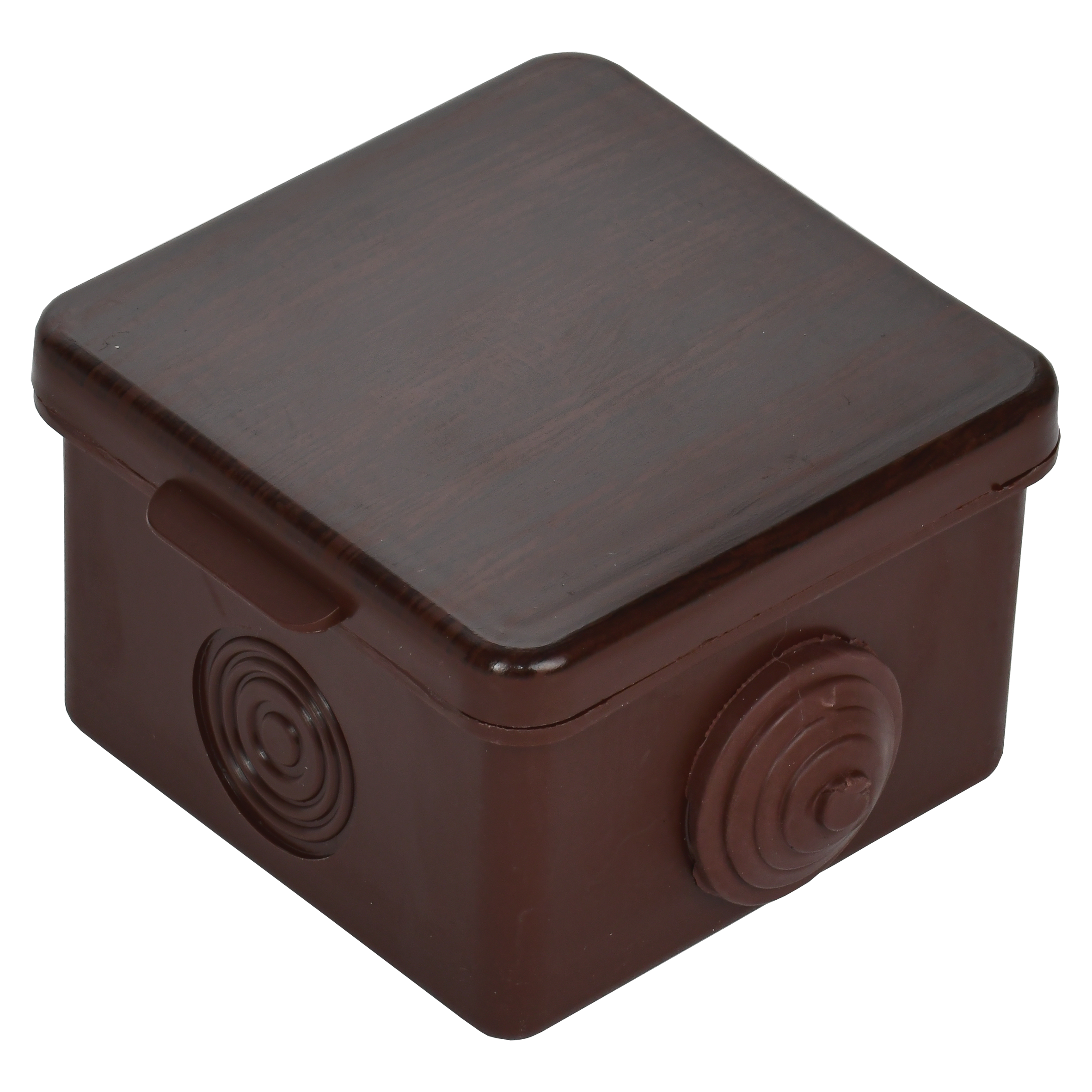 Коробка распаячная КМ для открытой проводки с откидной крышкой 65х65х50мм IP54 4 гермоввода дуб IEK