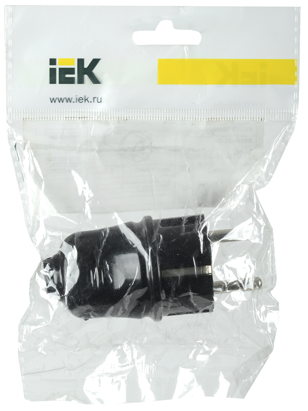 Вилка разборная прямая ВПп10-02-Ст с заземляющим контактом 16А черная IEK