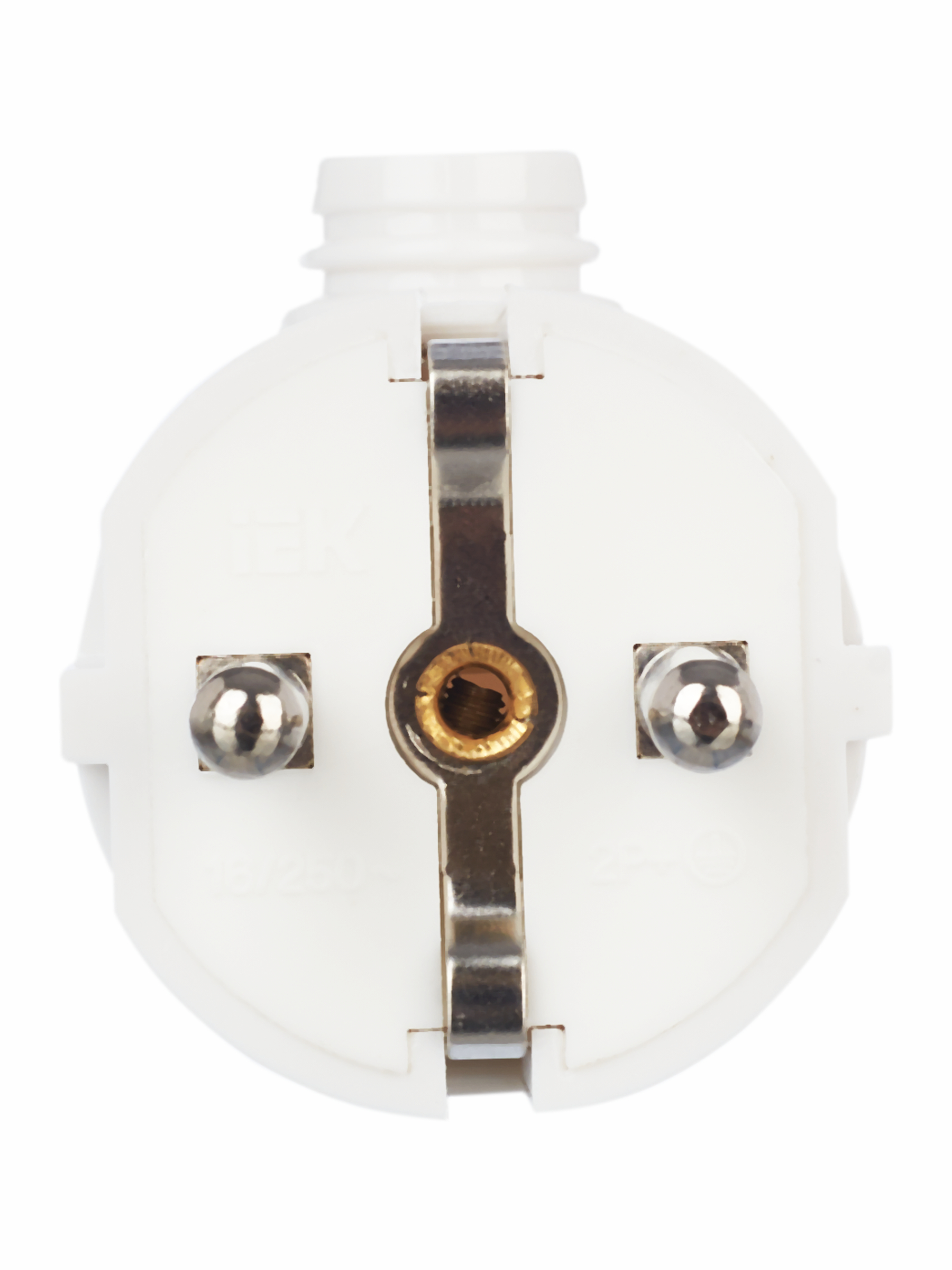 Вилка разборная угловая ВПу11-01-Ст с заземляющим контактом 16А белая IEK