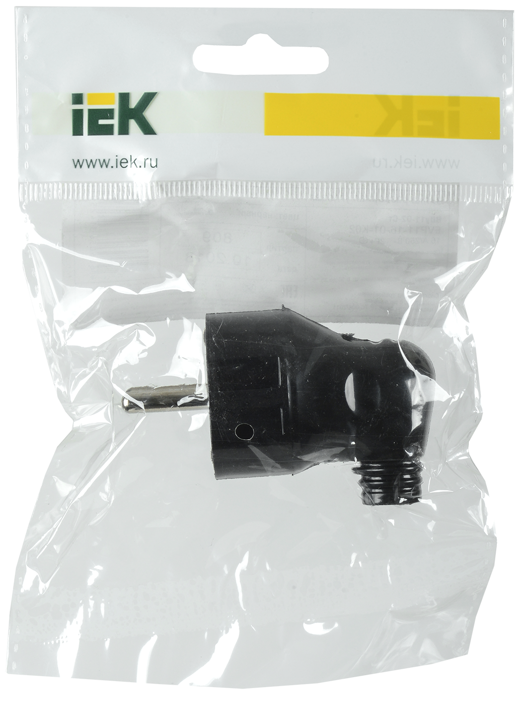 Вилка разборная угловая ВПу11-02-Ст с заземляющим контактом 16А черная IEK