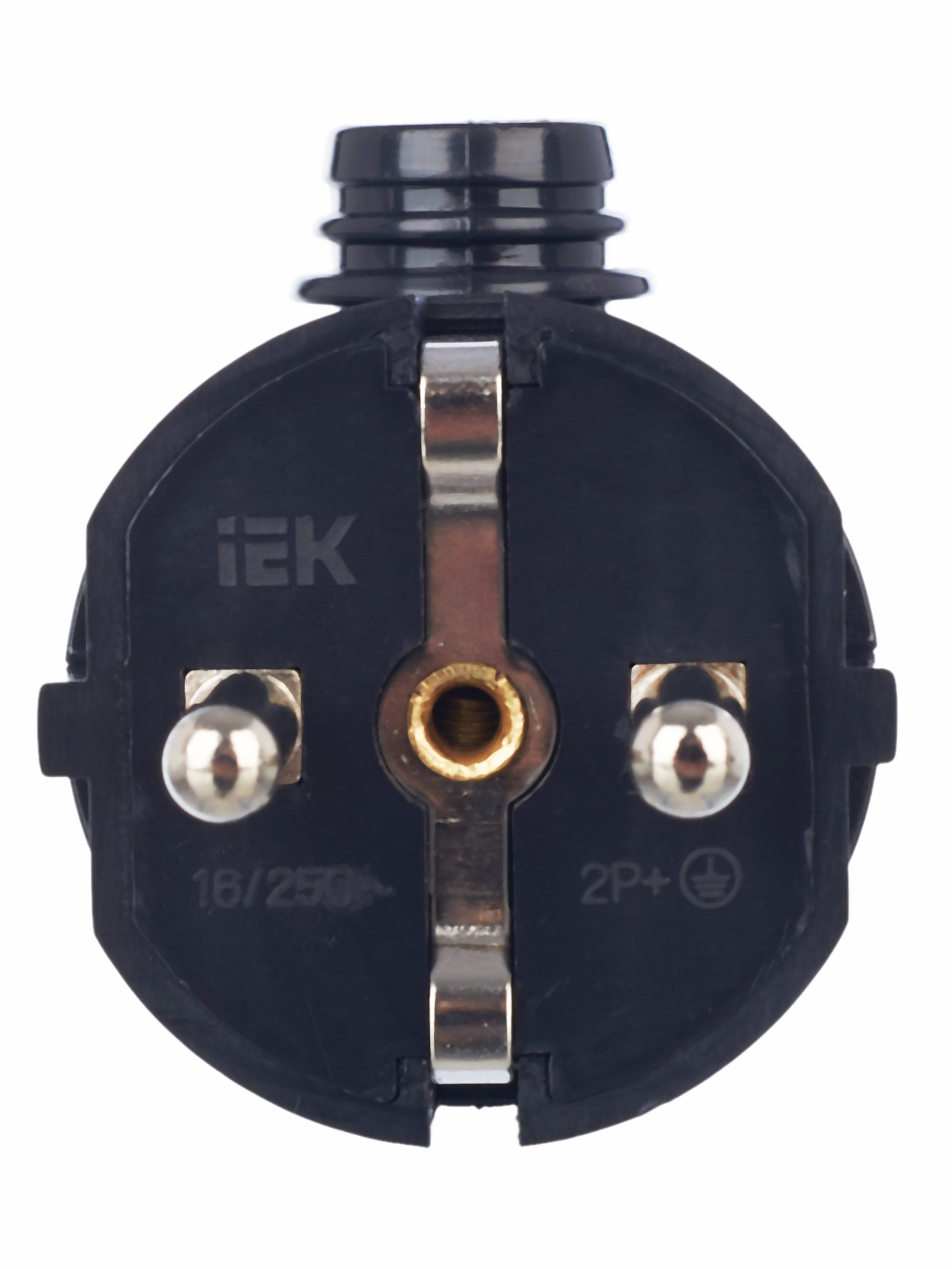 Вилка разборная угловая ВПу11-02-Ст с заземляющим контактом 16А черная IEK