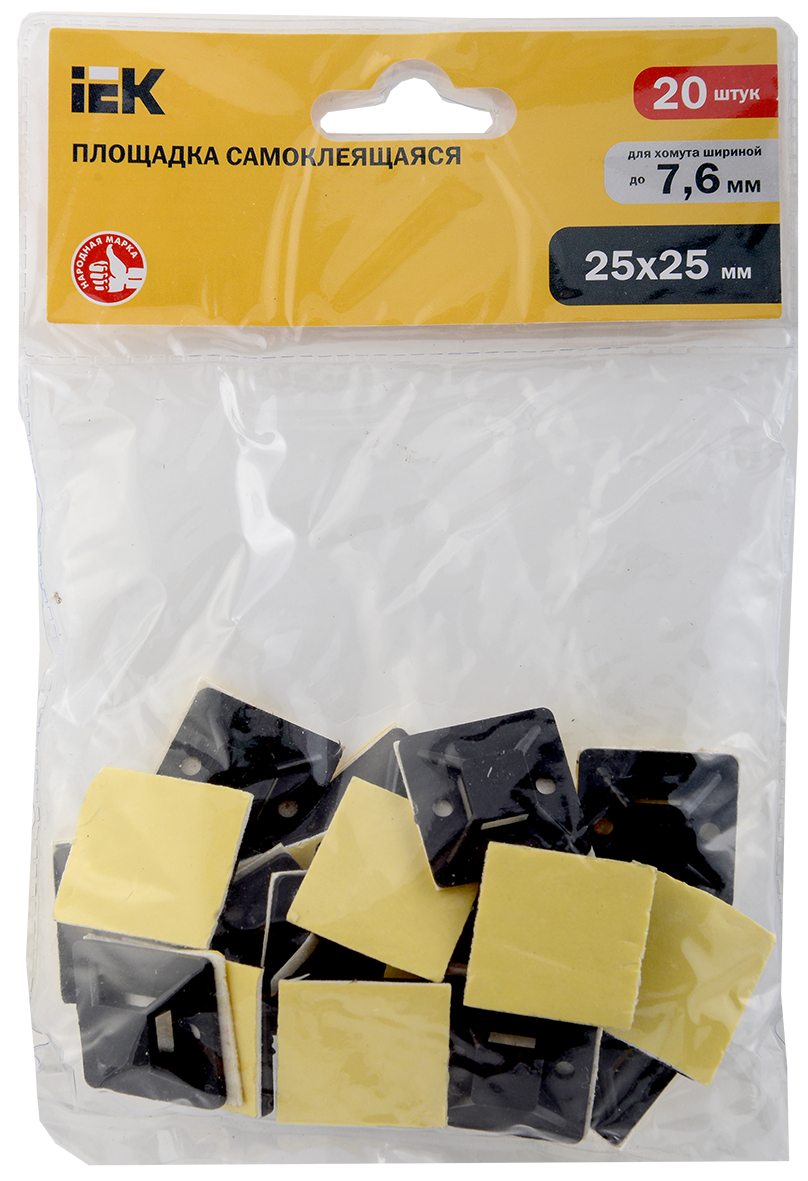 Площадка самоклеящаяся 25х25 черная под хомуты (20шт) IEK
