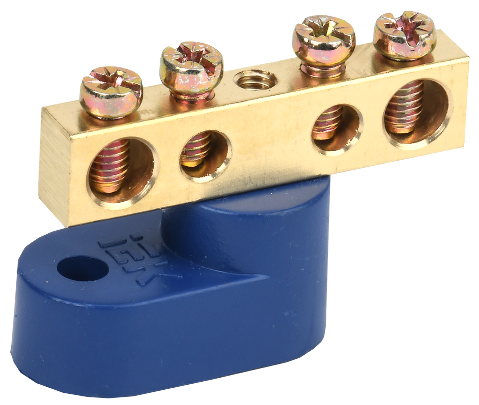 Шина N "ноль" на одном угловом изоляторе ШНИ-6х9-4-У1-С IEK