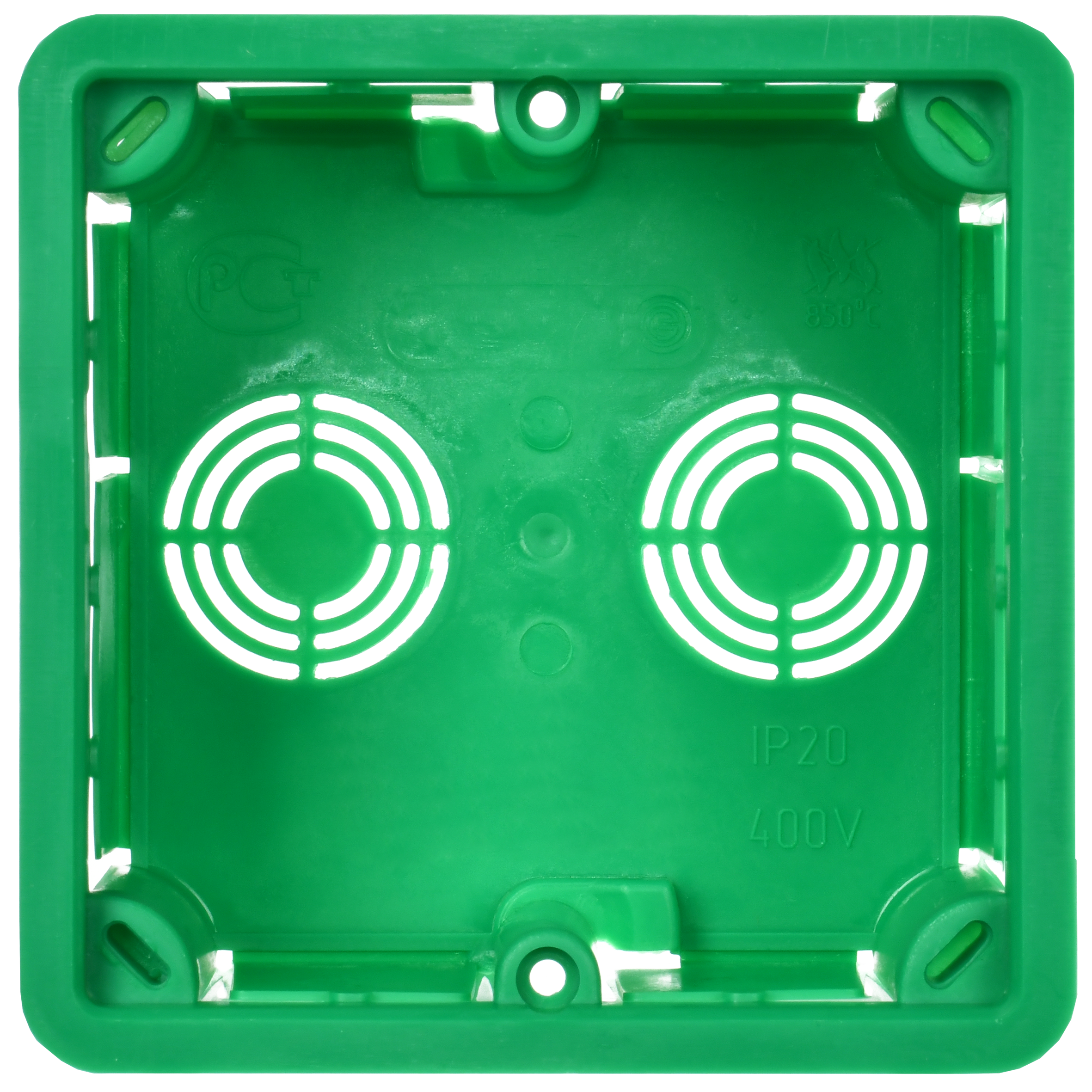 Коробка распаячная КМ41021 для полых стен безгалогенная (HF) 92х92х45мм с саморезами металлическими лапками и крышкой IEK