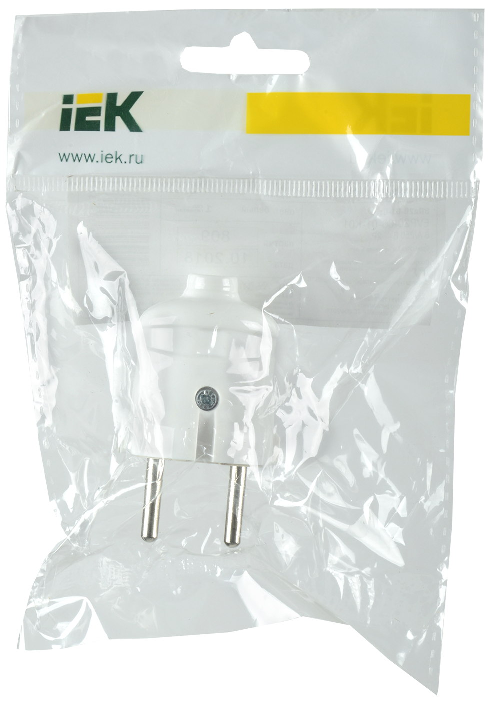 Вилка разборная прямая ВПп20-01-Ст без заземляющего контакта 6А белая IEK