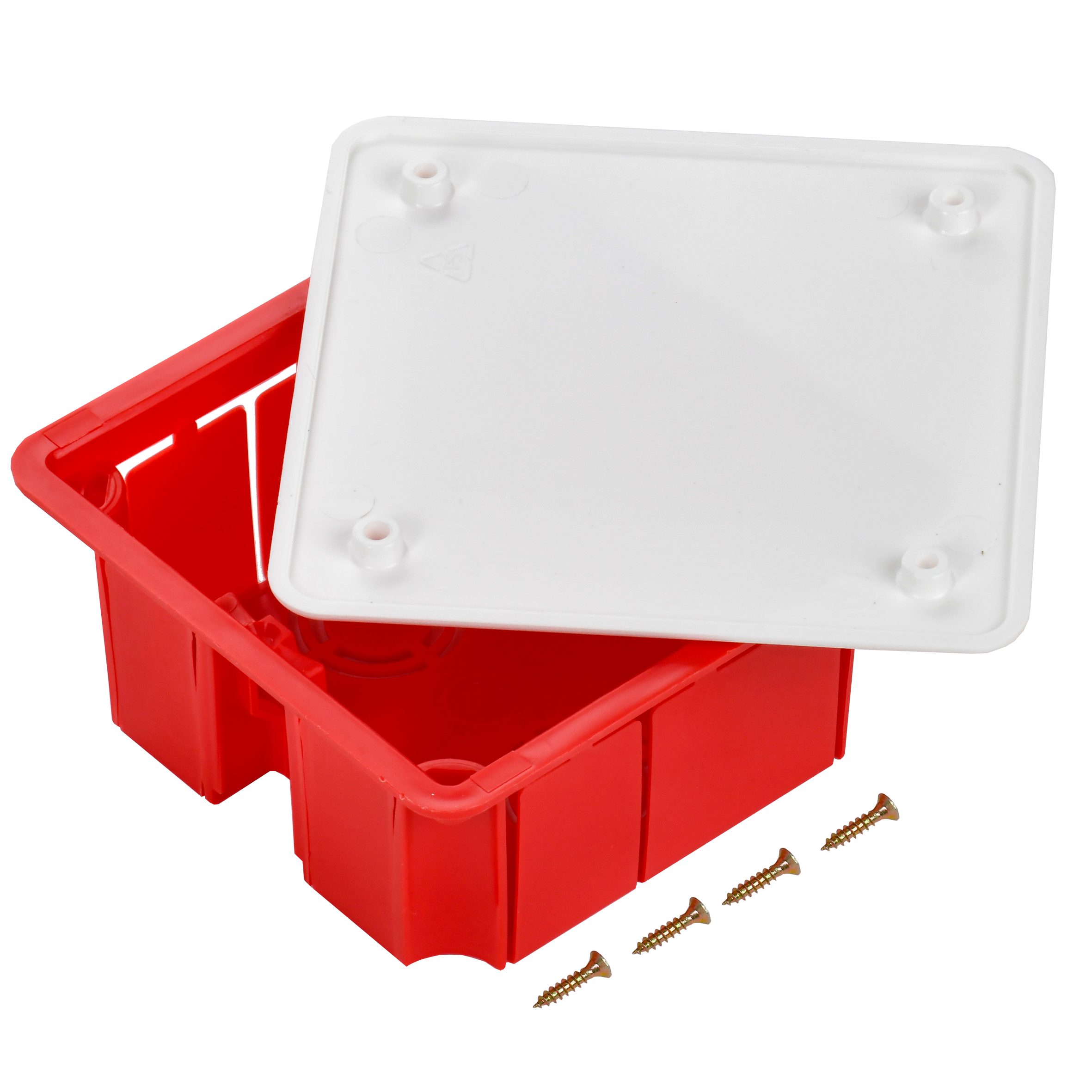 Коробка распаячная КМ41001 для твердых стен безгалогенная (HF) 92х92х45мм с саморезами с крышкой IEK