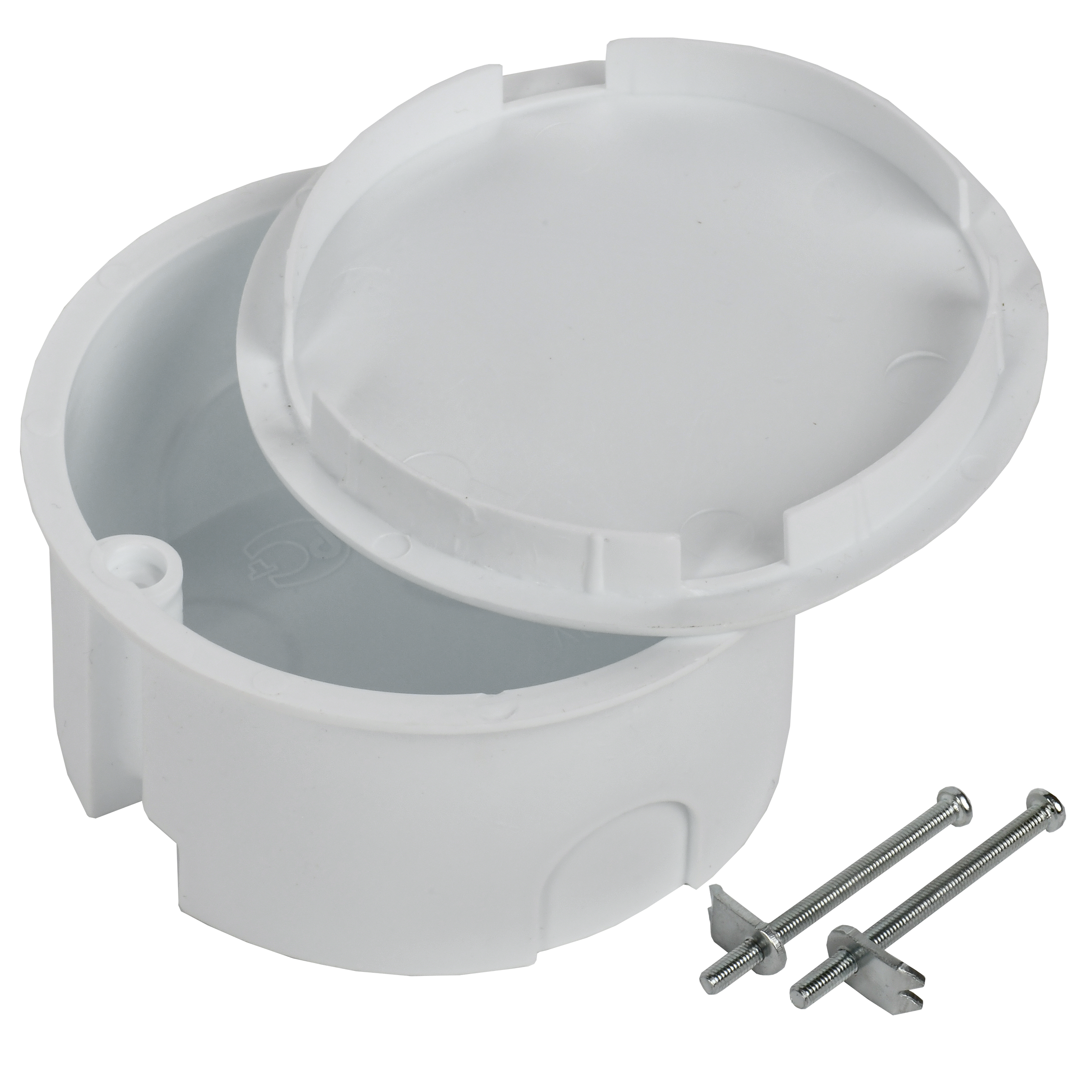 Коробка распаячная КМ41024 для полых стен безгалогенная (HF) D=80х40мм с металлическими лапками с крышкой IEK