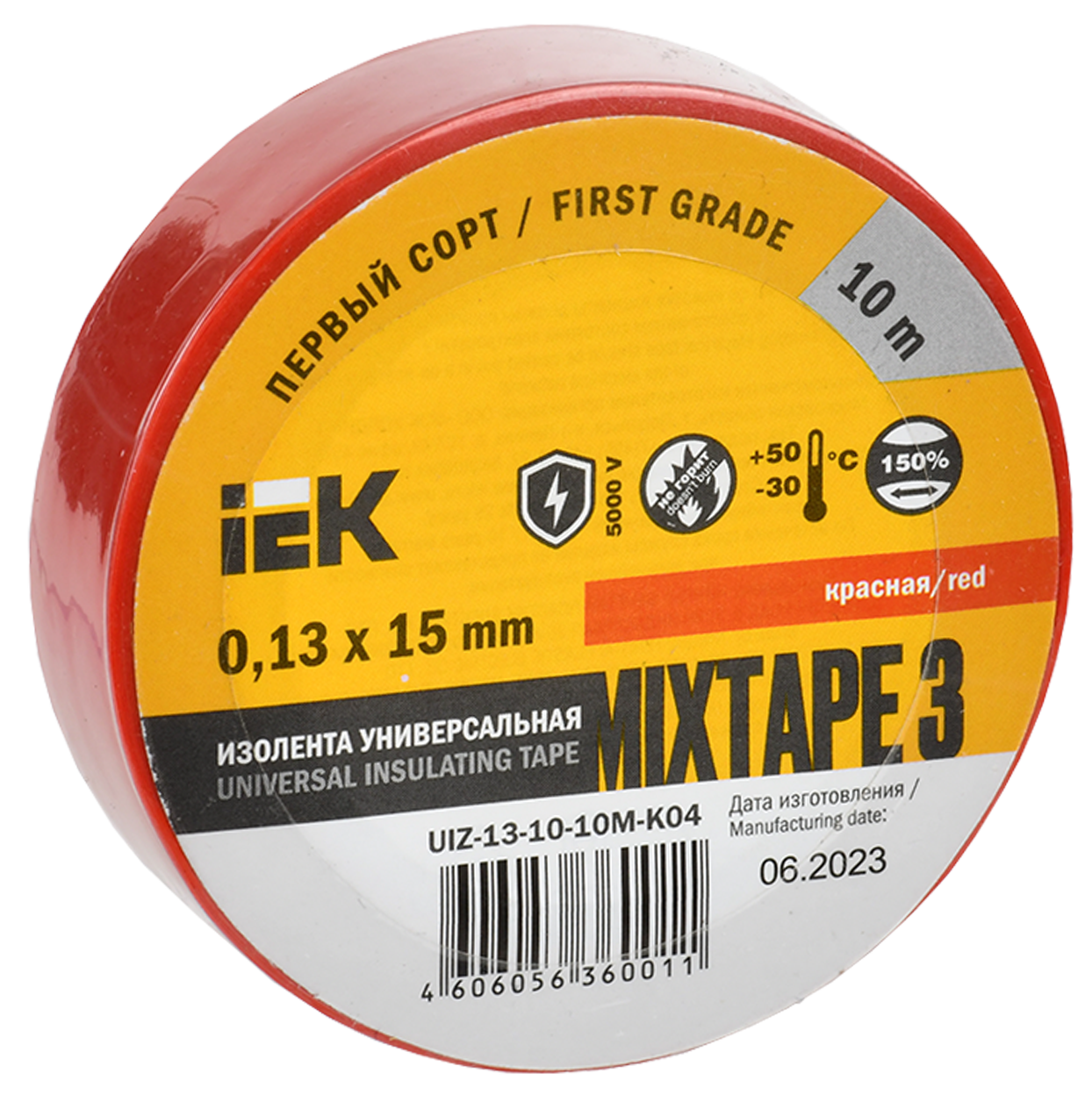 MIXTAPE 3 Изолента 0,13х15мм красная 10м IEK