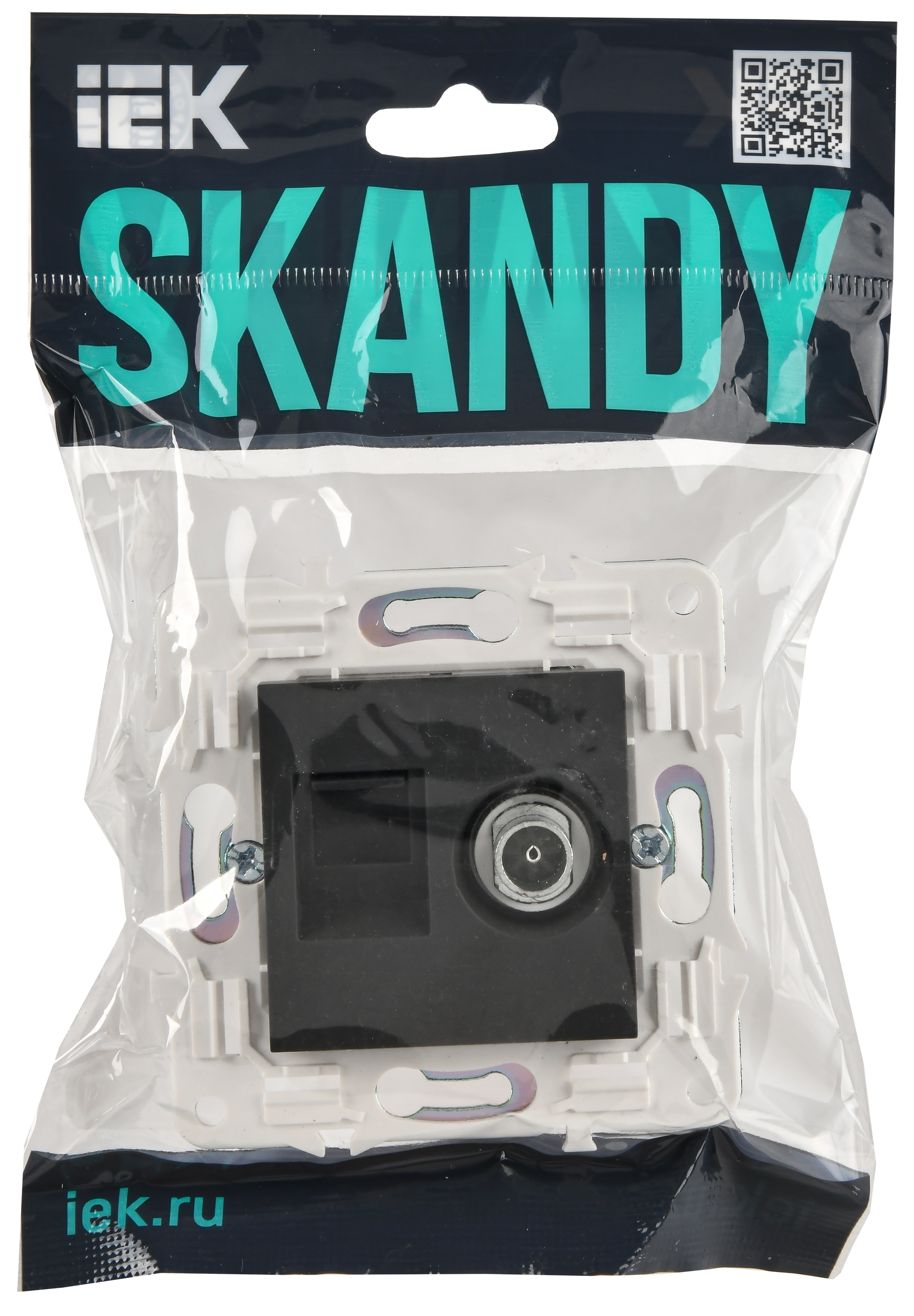 SKANDY Розетка двойная TV+RJ45 кат.5E SK-A14G графит IEK