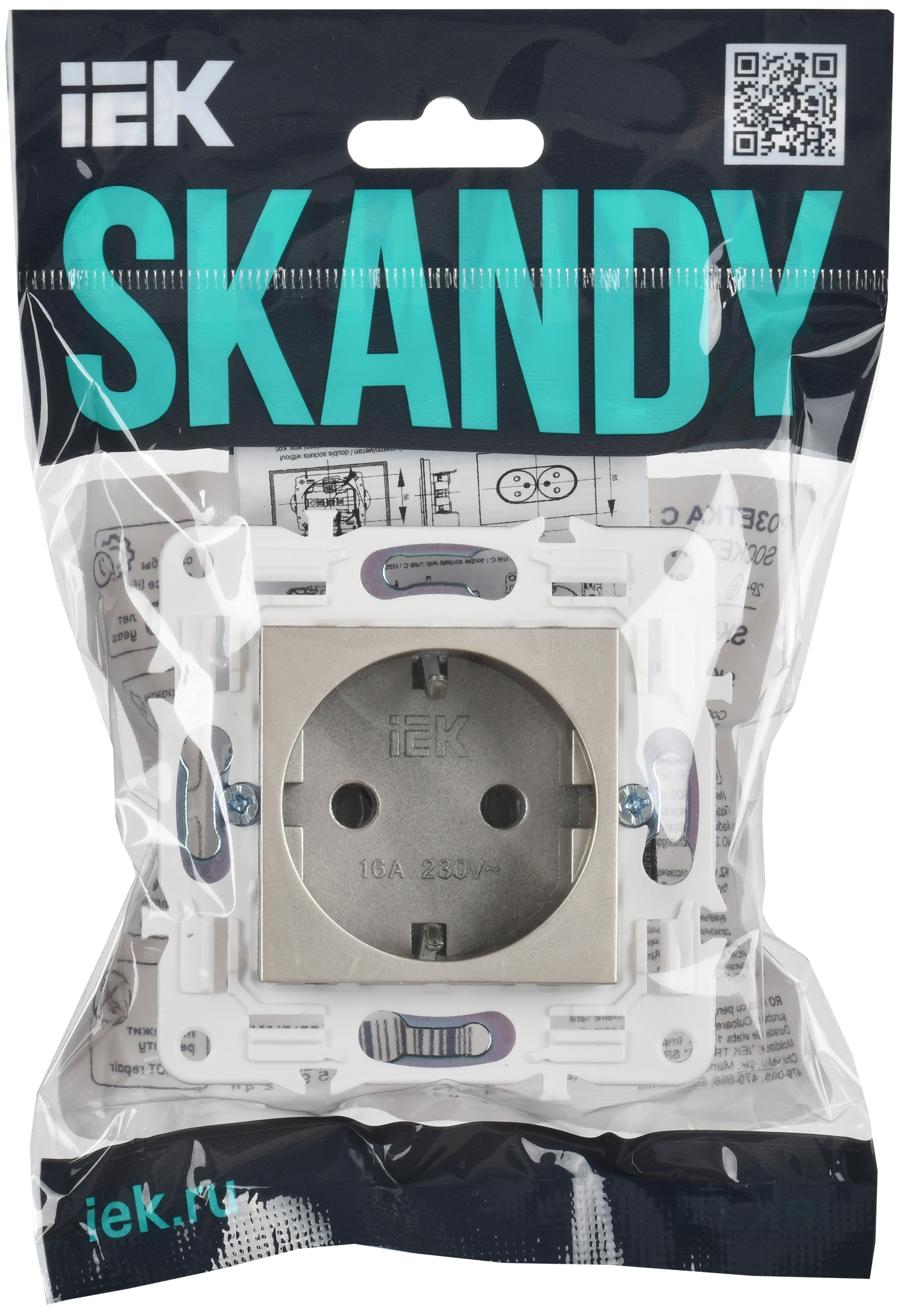 SKANDY Розетка с заземлением без защитных шторок 16А SK-R05Sh шампань IEK