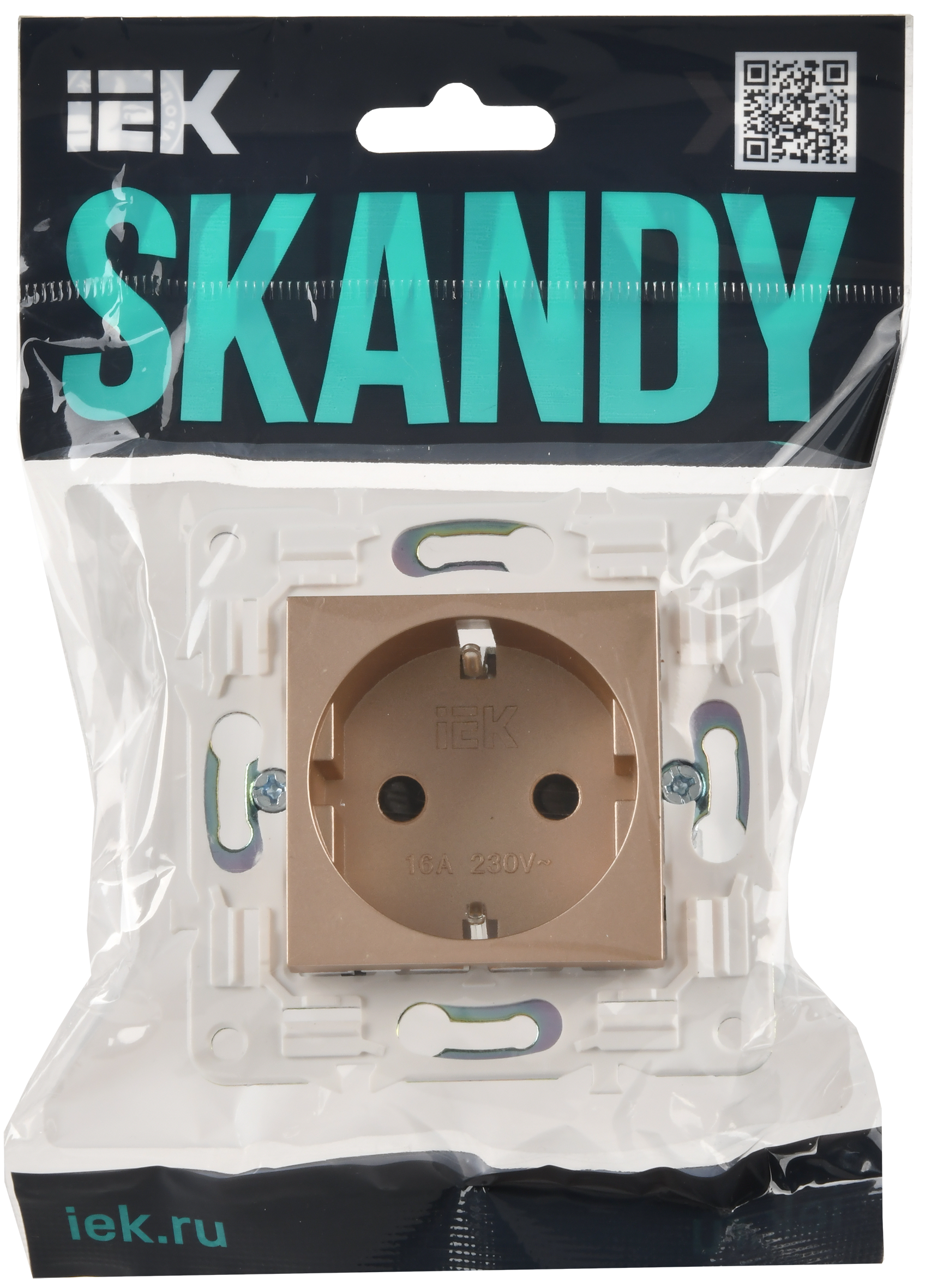 SKANDY Розетка с заземлением с защитными шторками 16А SK-R04Sa песочный IEK