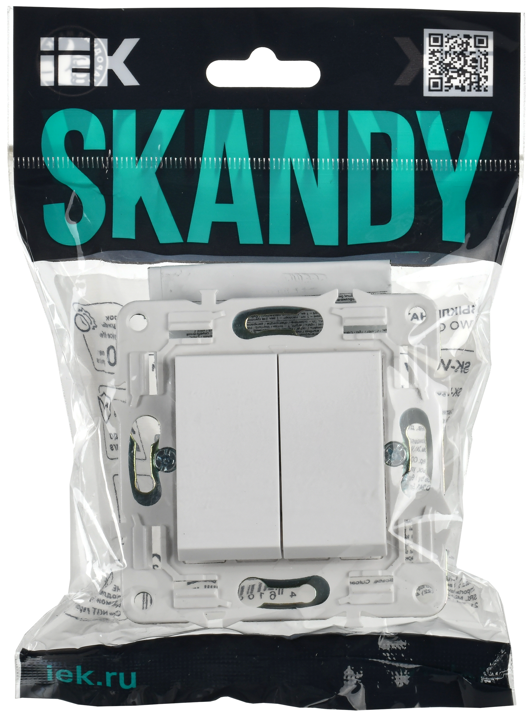 SKANDY Выключатель 2-клавишный перекрестный 10А SK-V06W арктический белый IEK