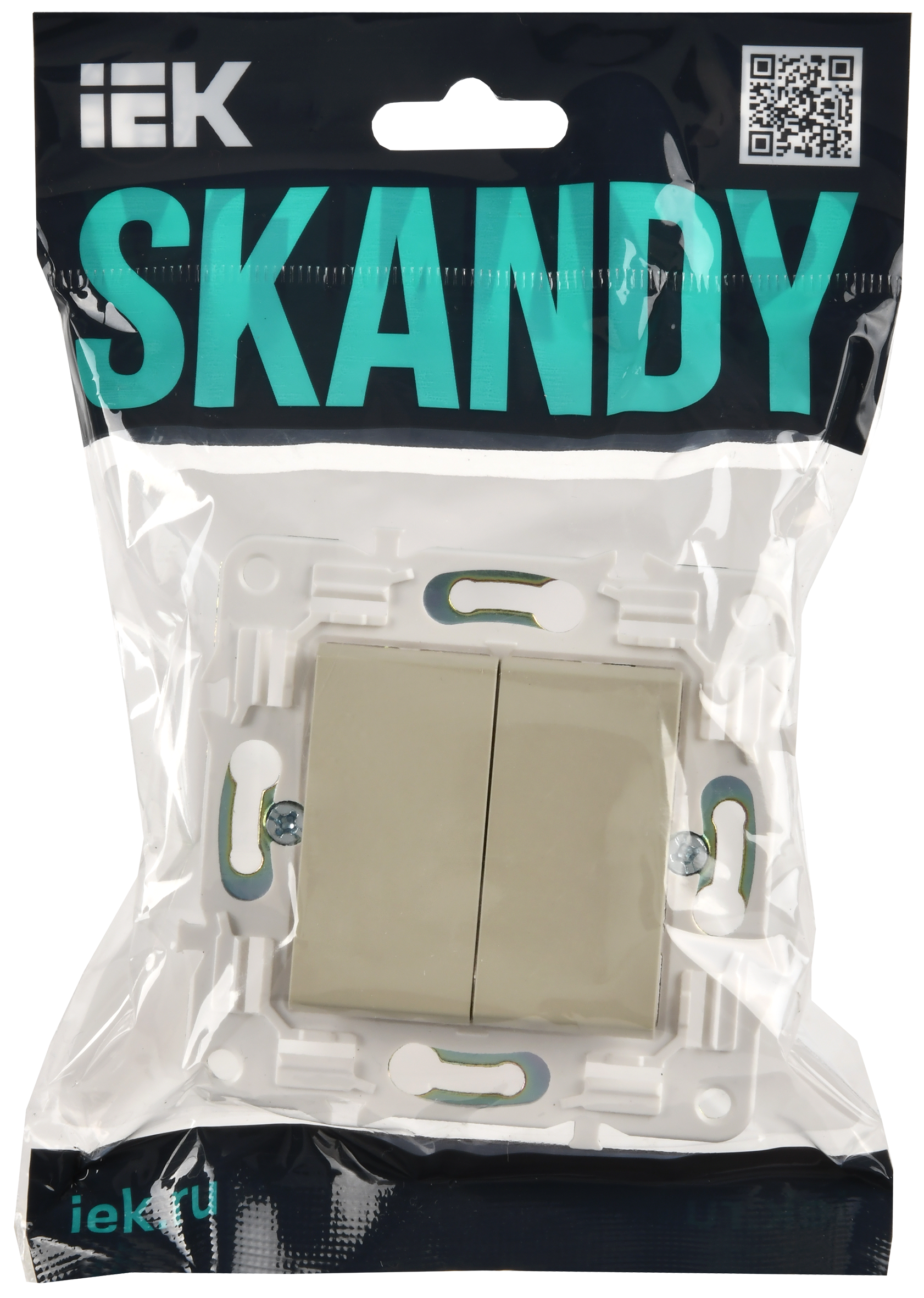 SKANDY Выключатель 2-клавишный проходной 10А SK-V05B бежевый IEK