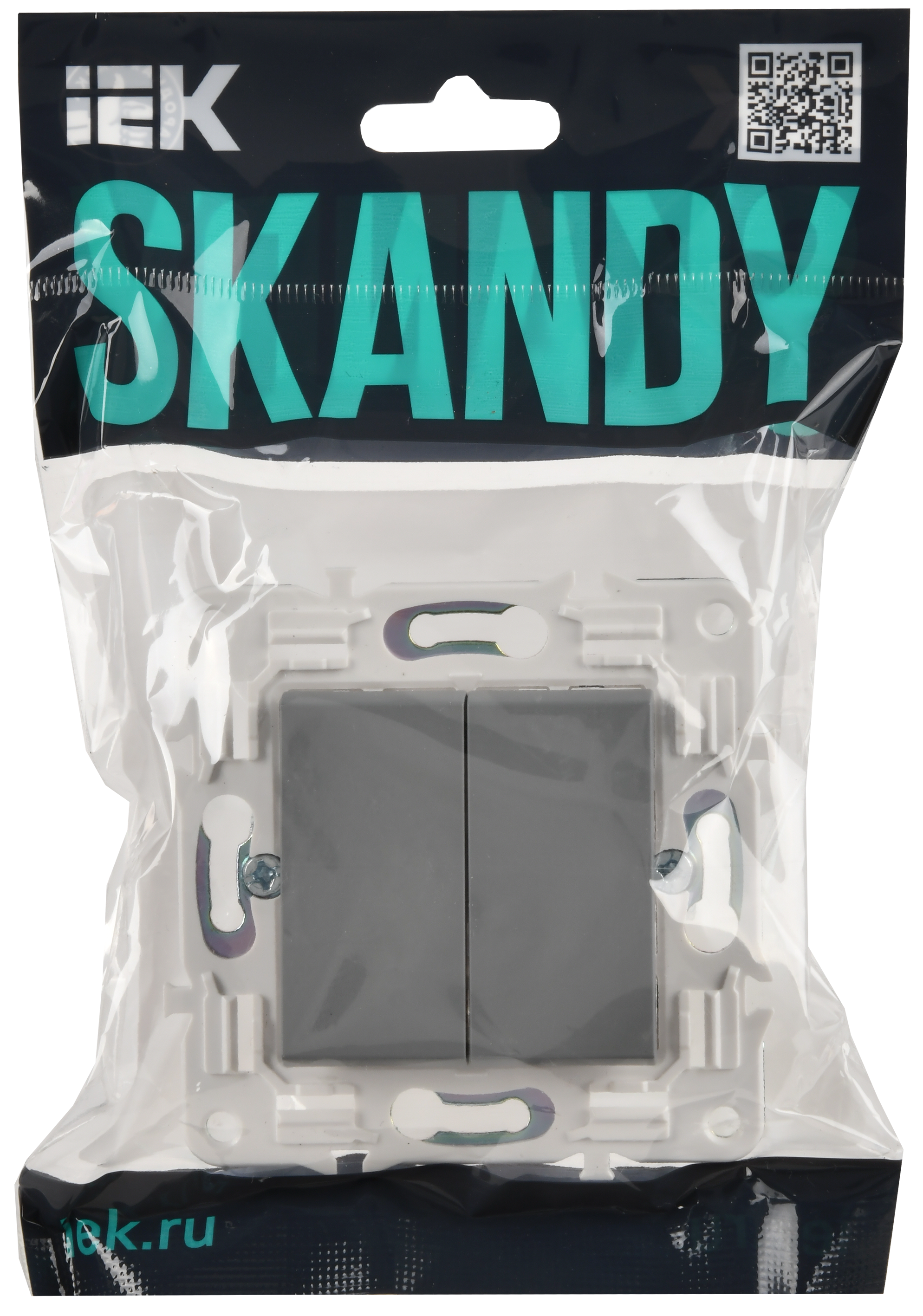SKANDY Выключатель 2-клавишный проходной 10А SK-V05Gr серый IEK